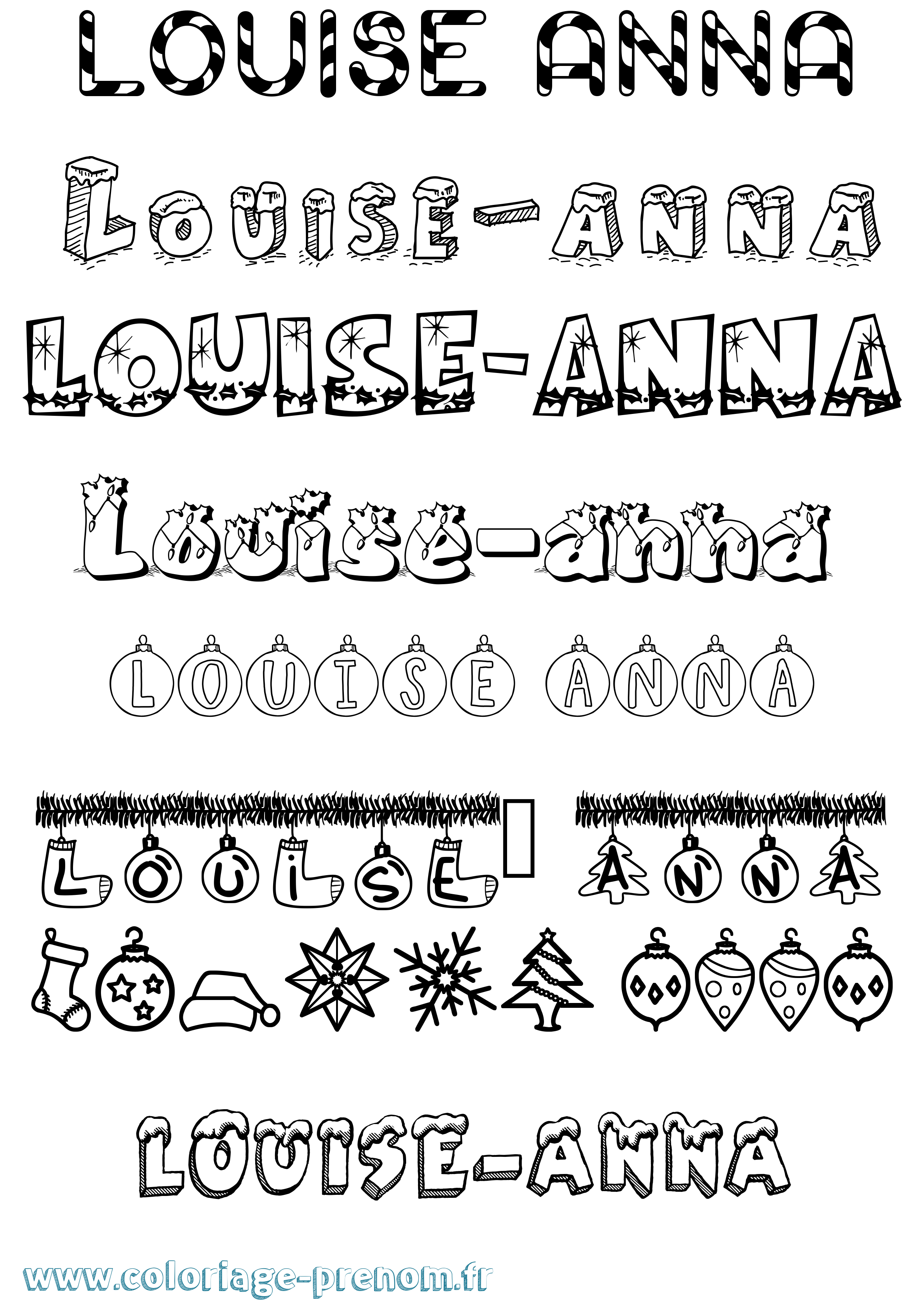 Coloriage prénom Louise-Anna Noël