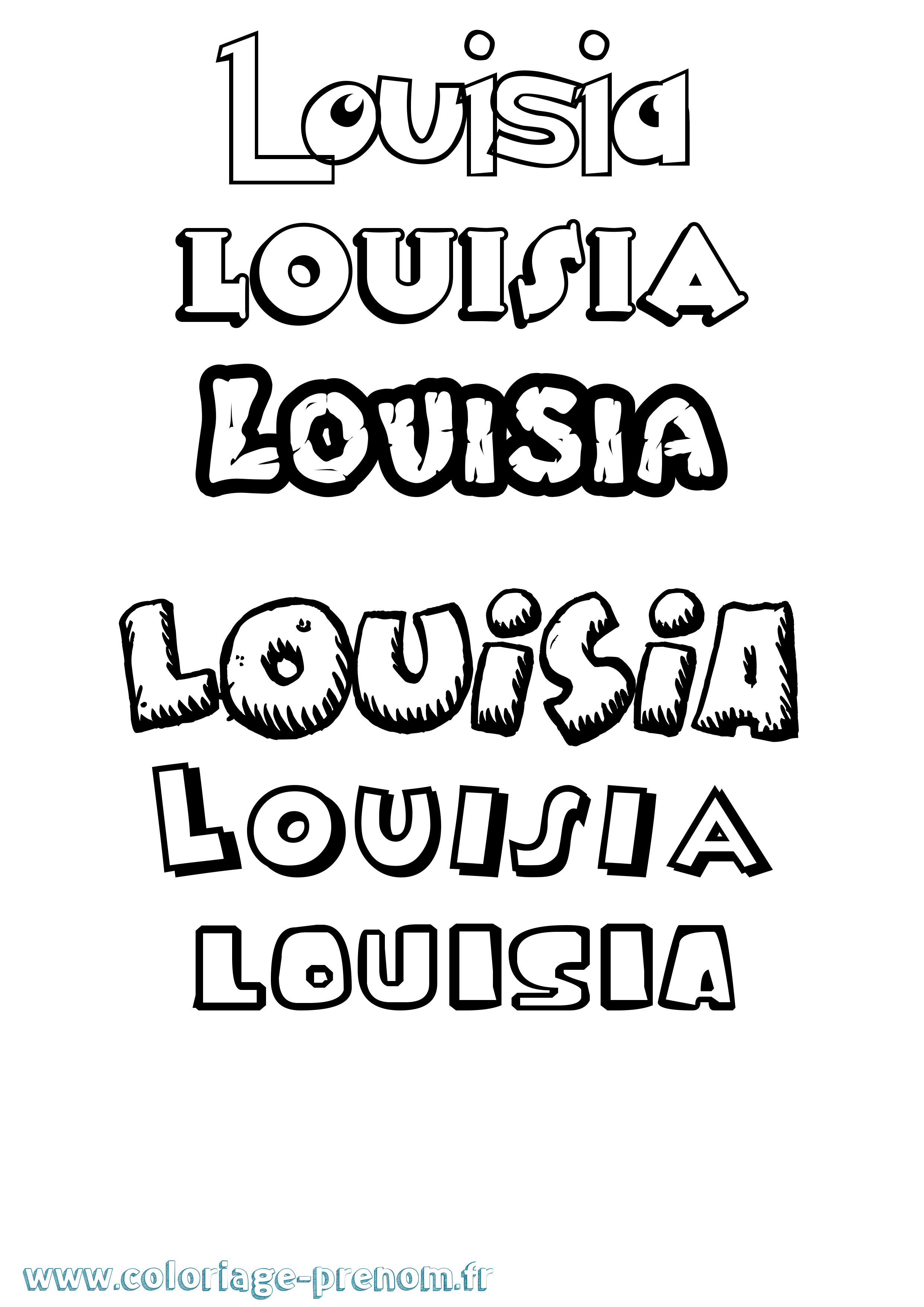 Coloriage prénom Louisia Dessin Animé