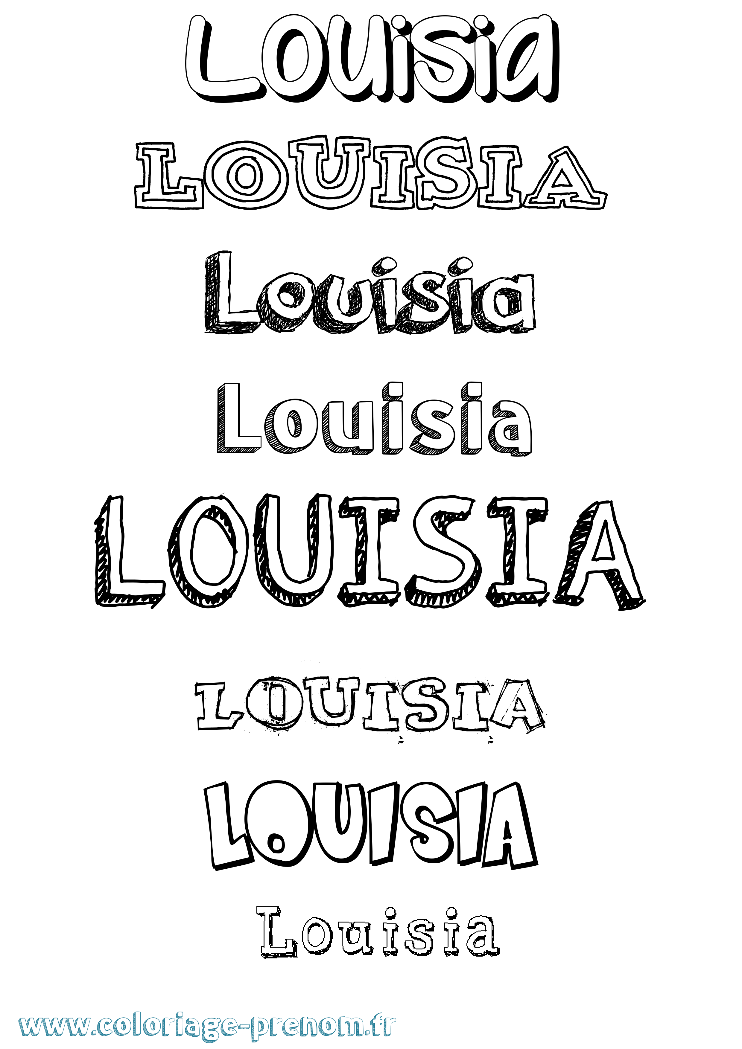 Coloriage prénom Louisia Dessiné