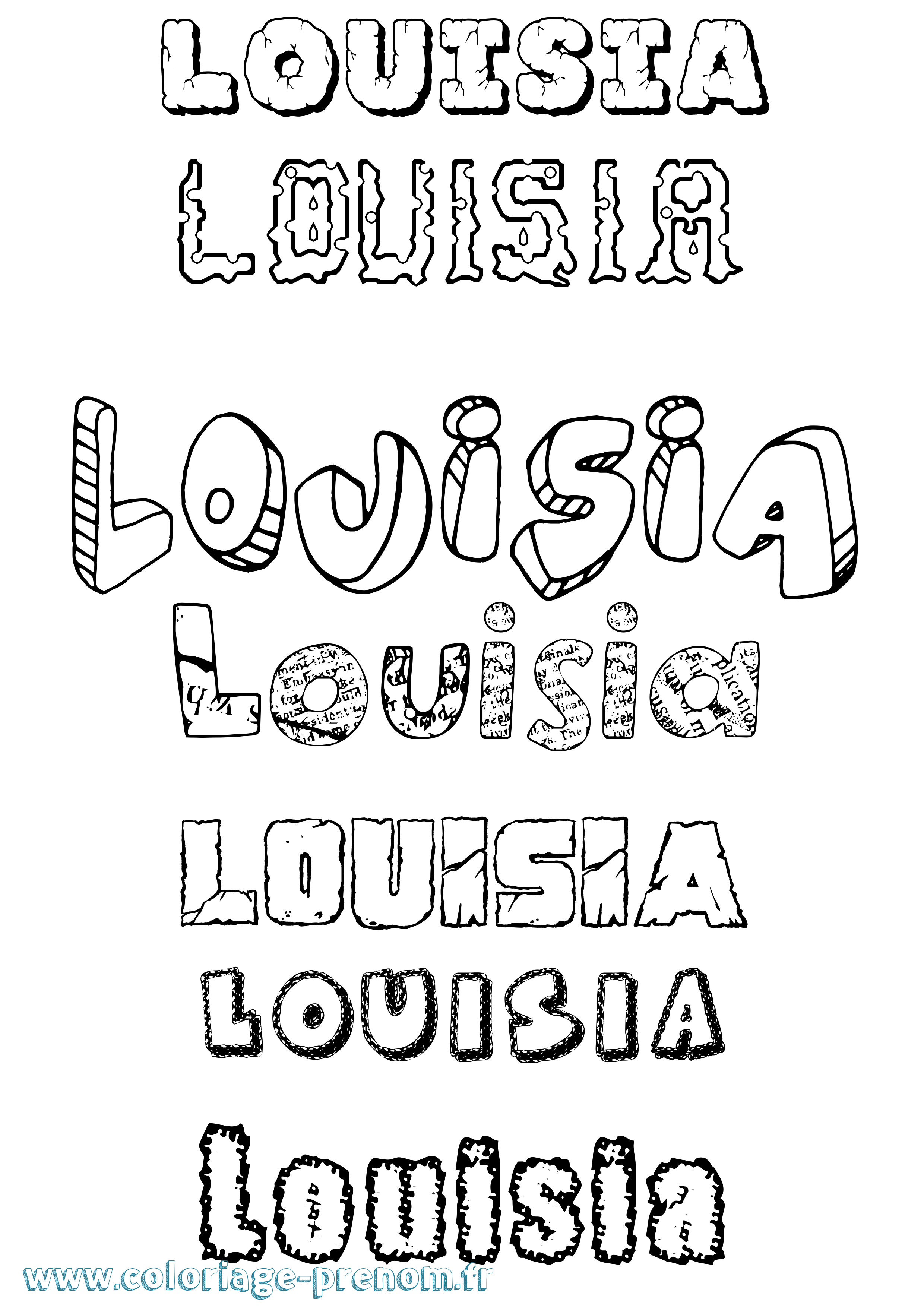 Coloriage prénom Louisia Destructuré