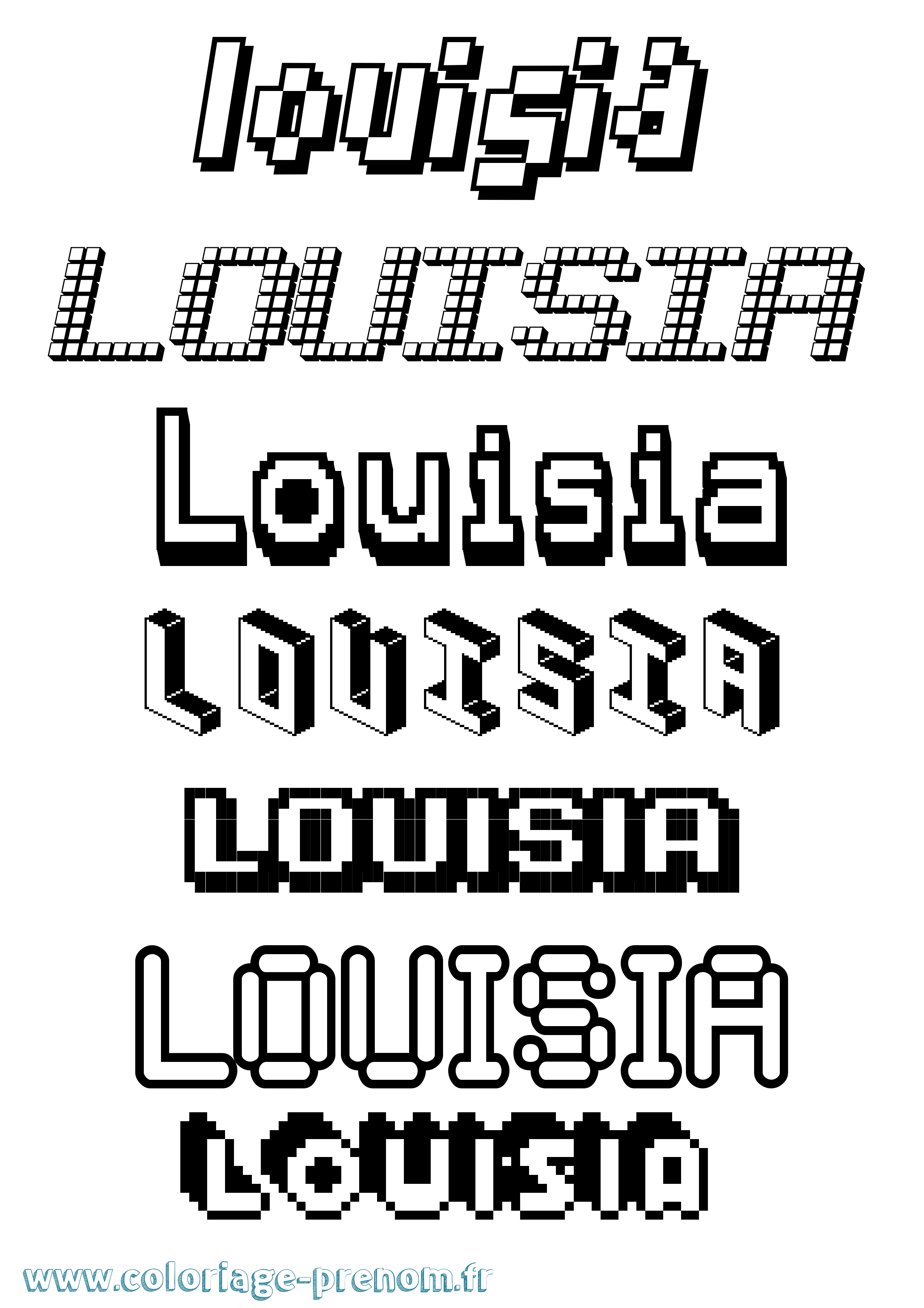 Coloriage prénom Louisia Pixel