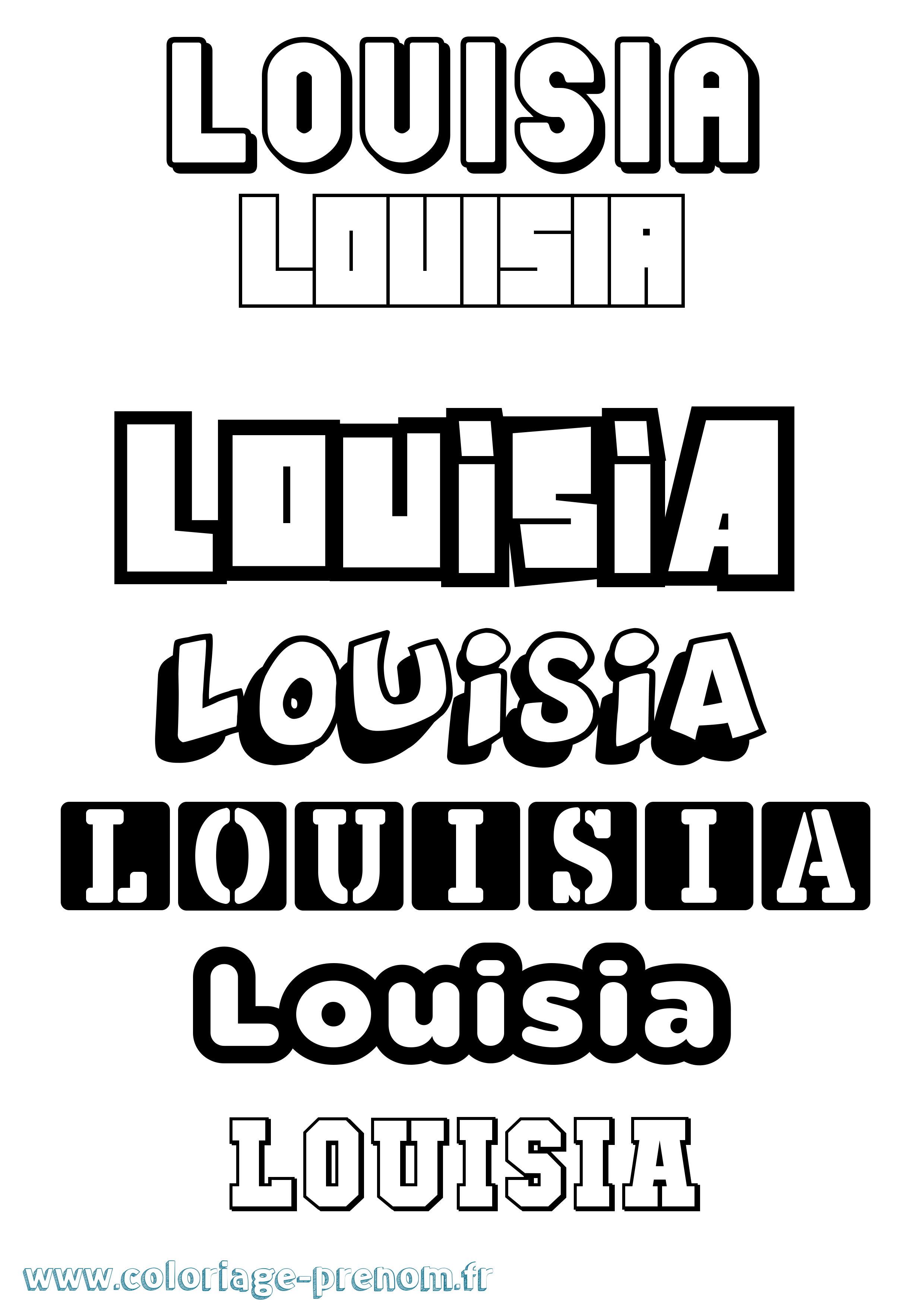 Coloriage prénom Louisia Simple