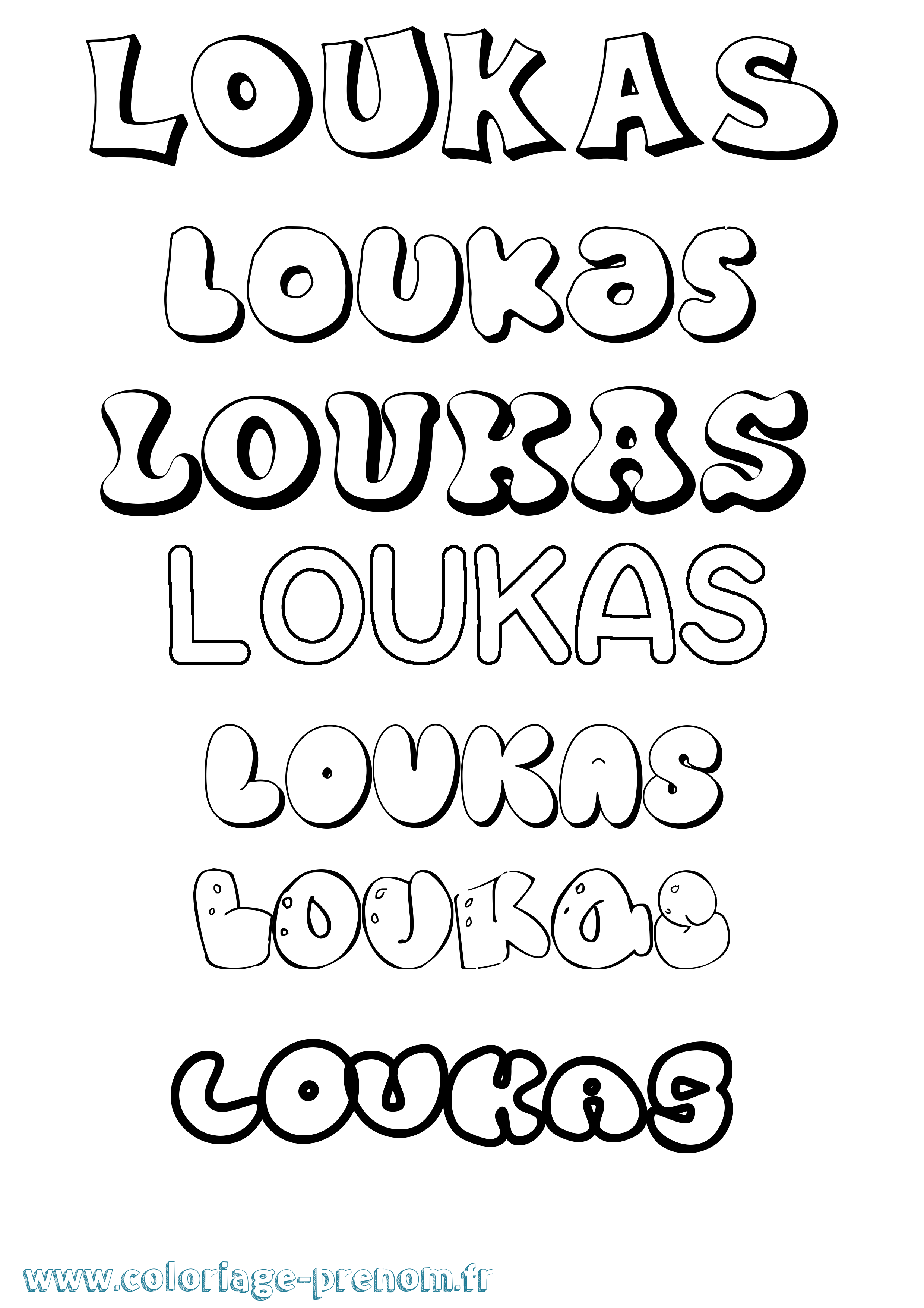 Coloriage Loukas Bubble Coloriage prénom Loukas Bubble