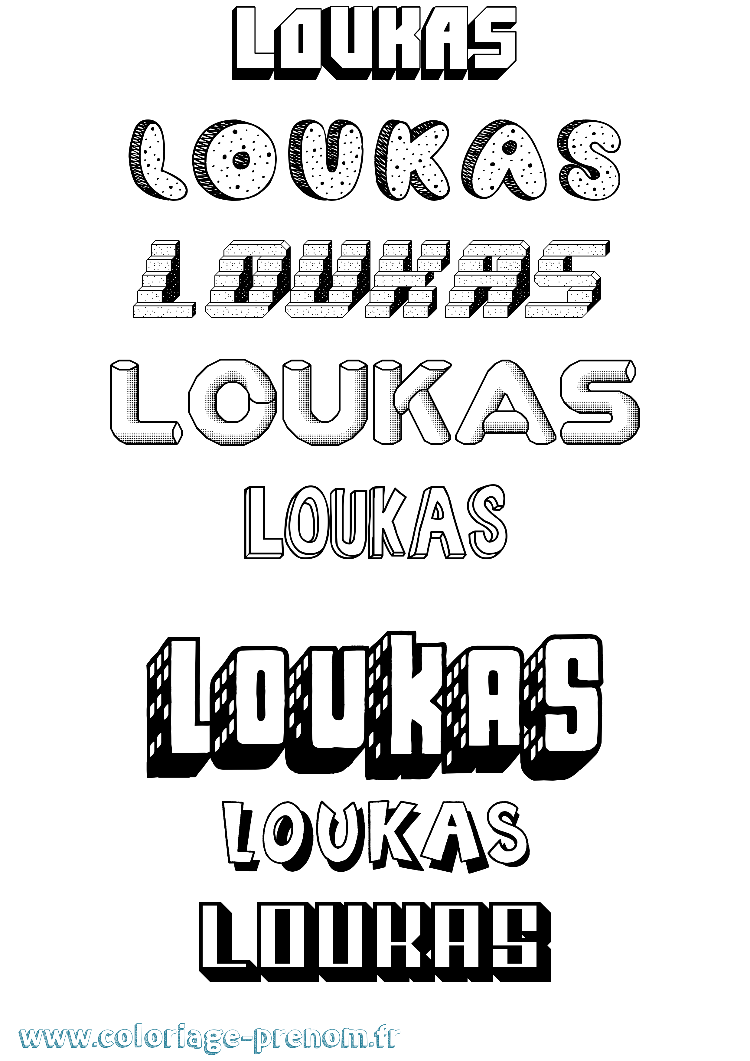 Coloriage Loukas Effet 3D Coloriage prénom Loukas Effet 3D