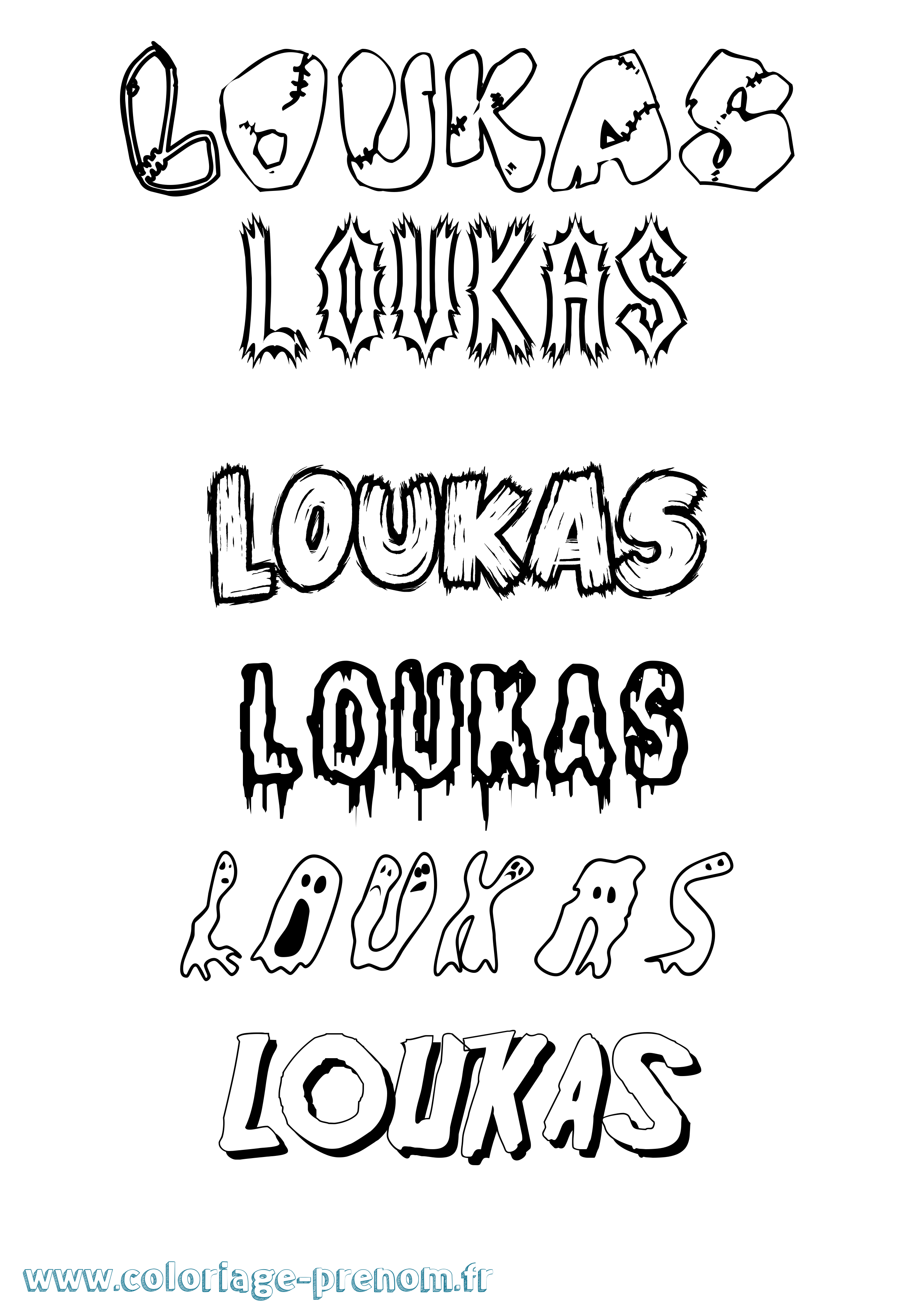 Coloriage Loukas Frisson Coloriage prénom Loukas Frisson