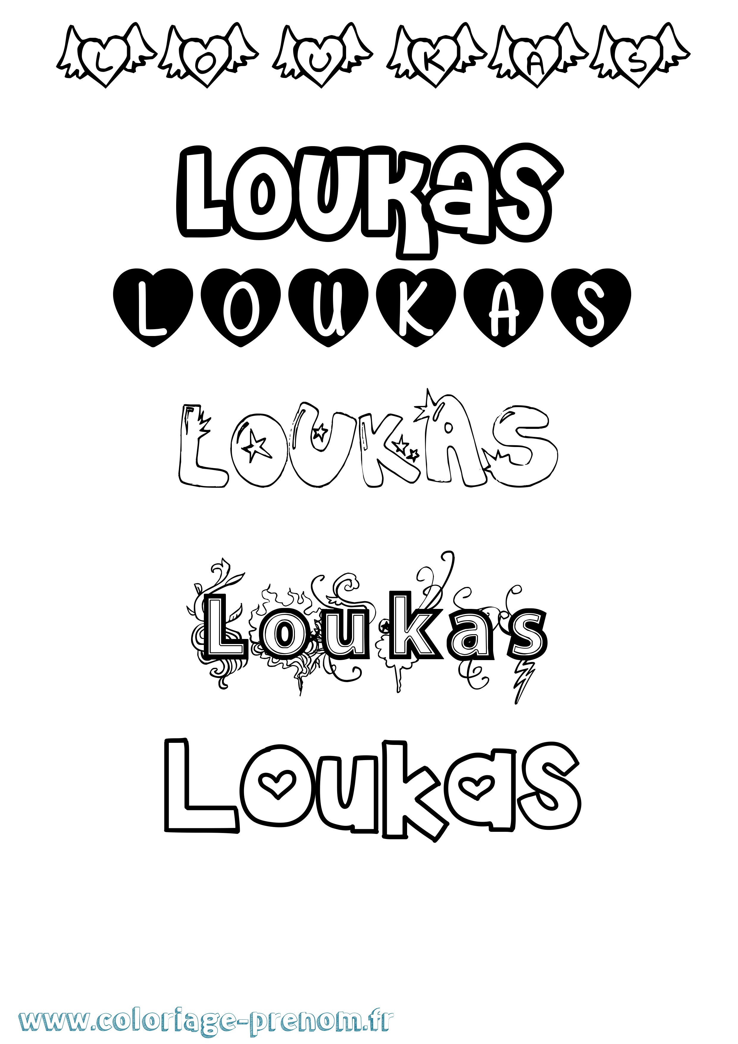 Coloriage Loukas Girly Coloriage prénom Loukas Girly