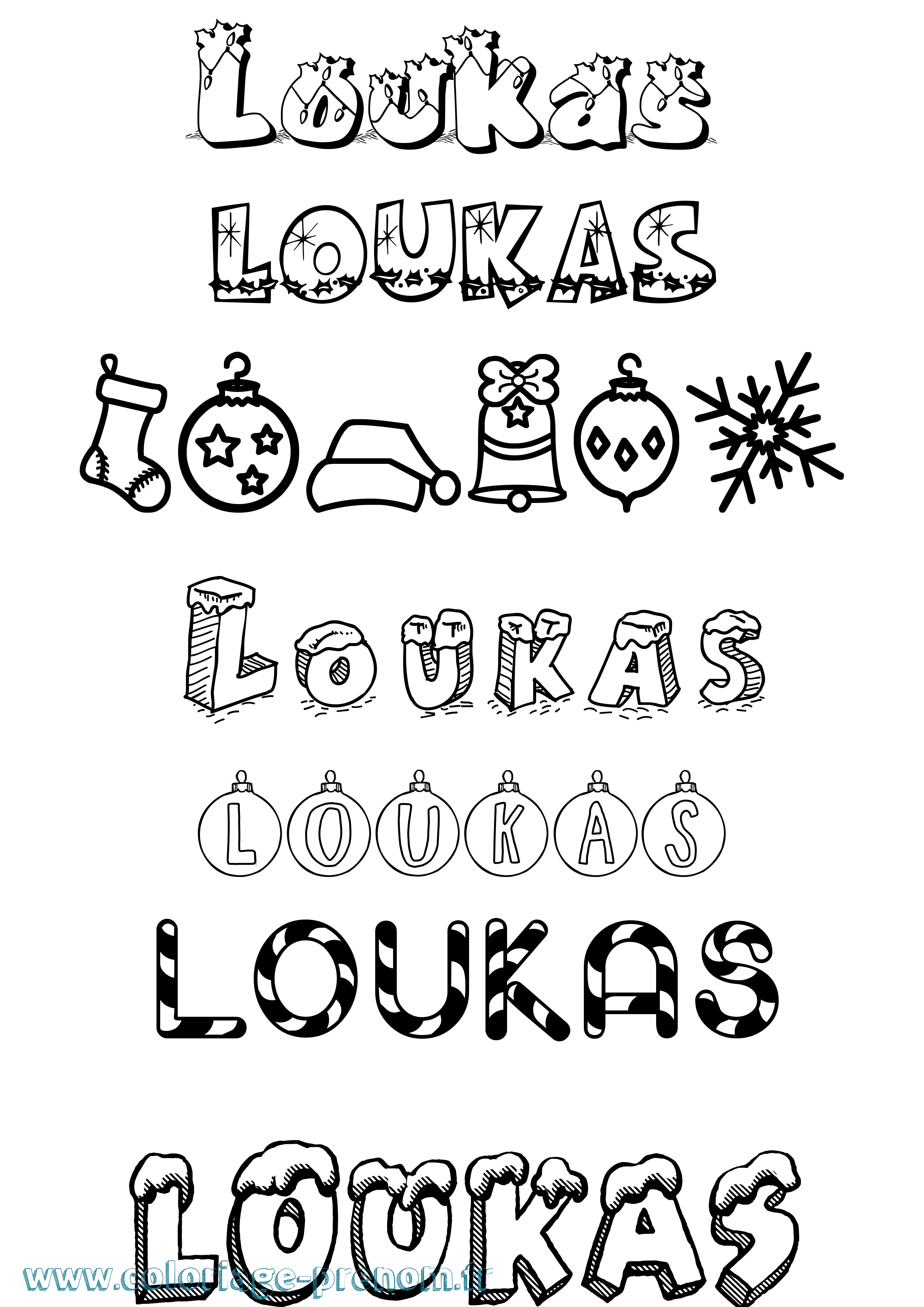 Coloriage Loukas Noël Coloriage prénom Loukas Noël