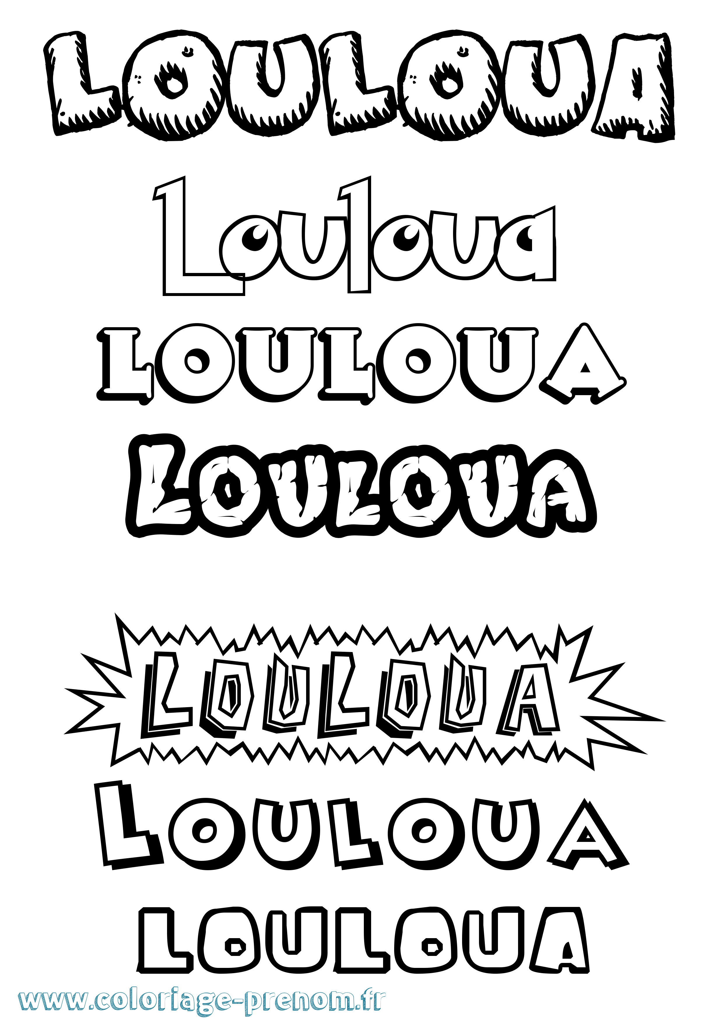 Coloriage prénom Louloua Dessin Animé