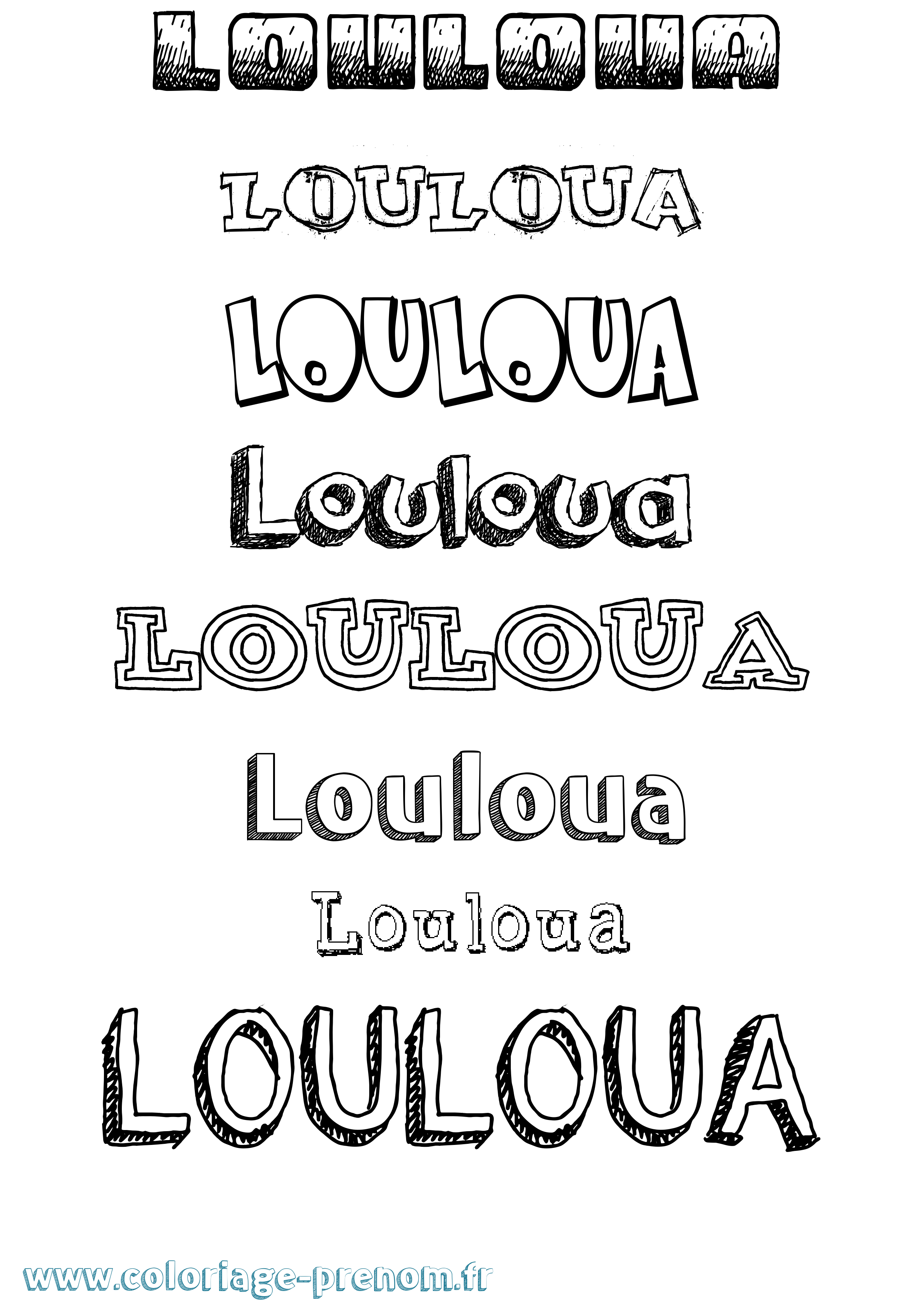 Coloriage prénom Louloua Dessiné