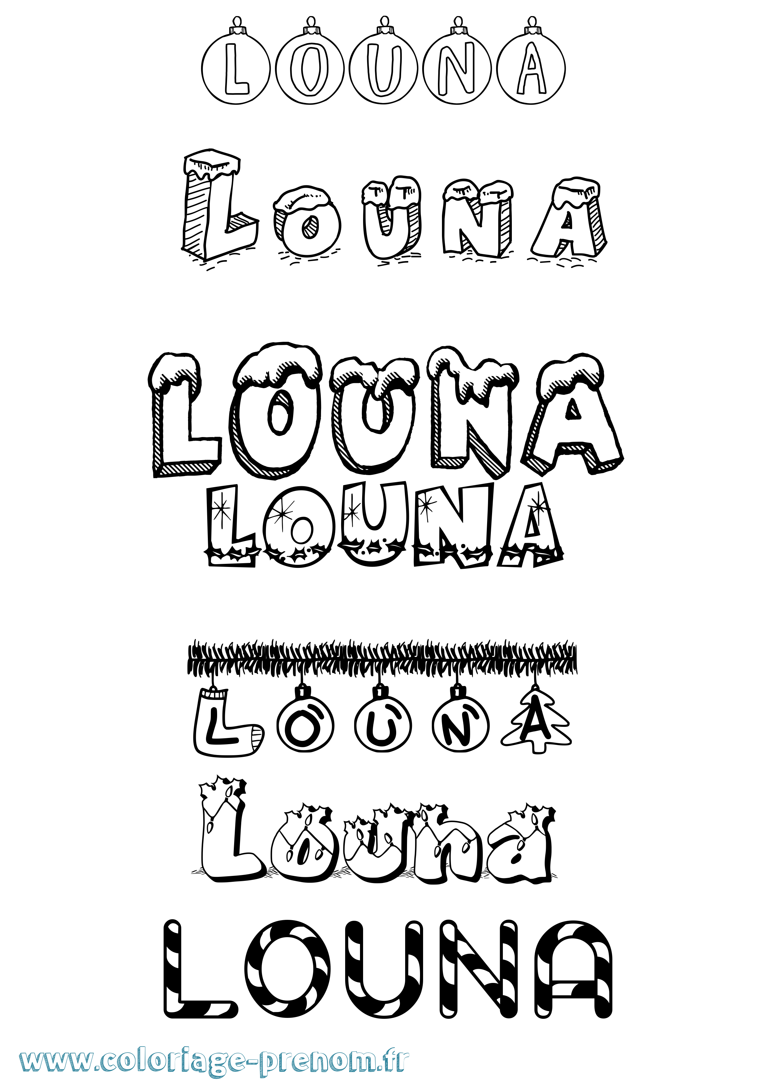 Coloriage prénom Louna