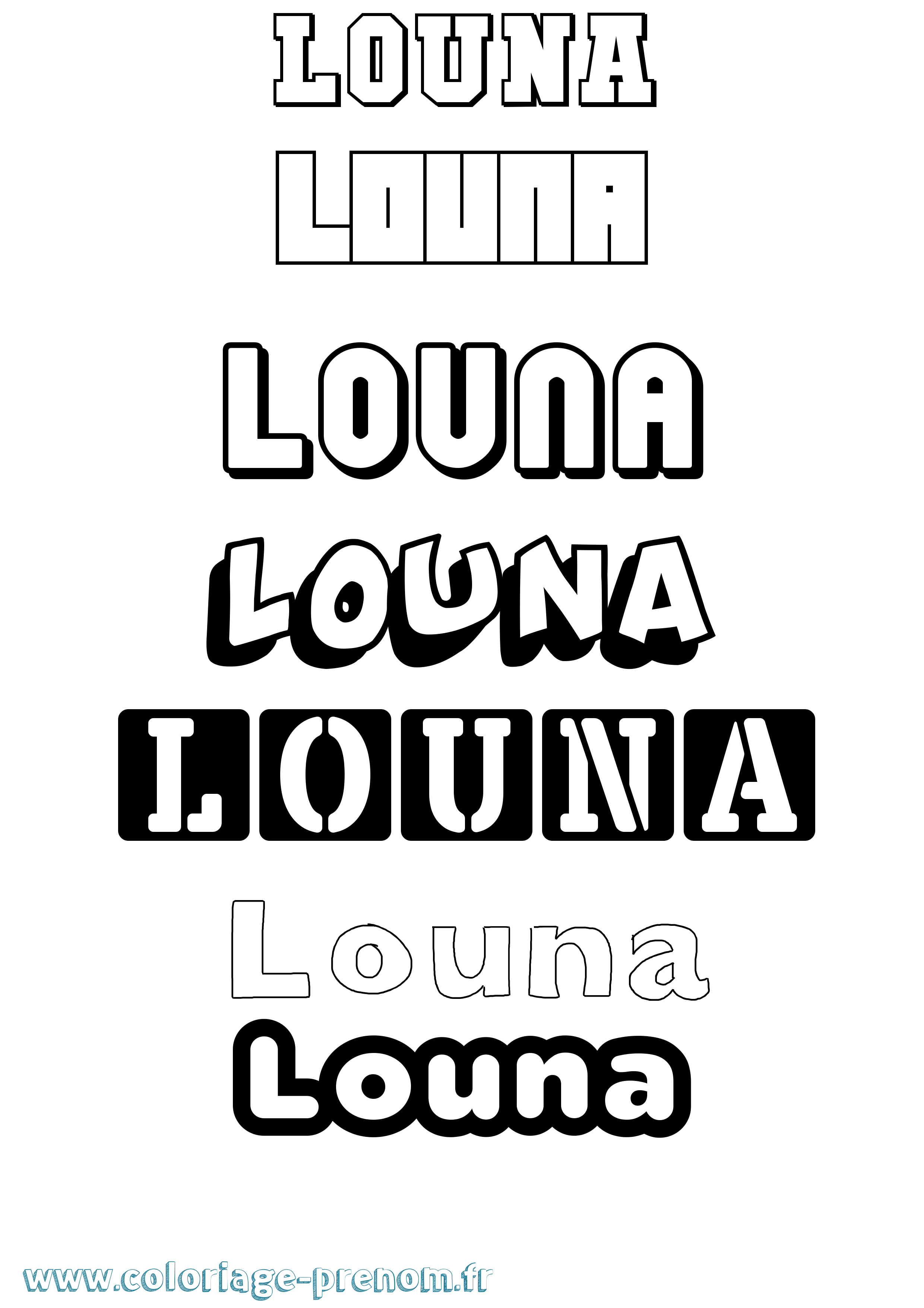 Coloriage prénom Louna