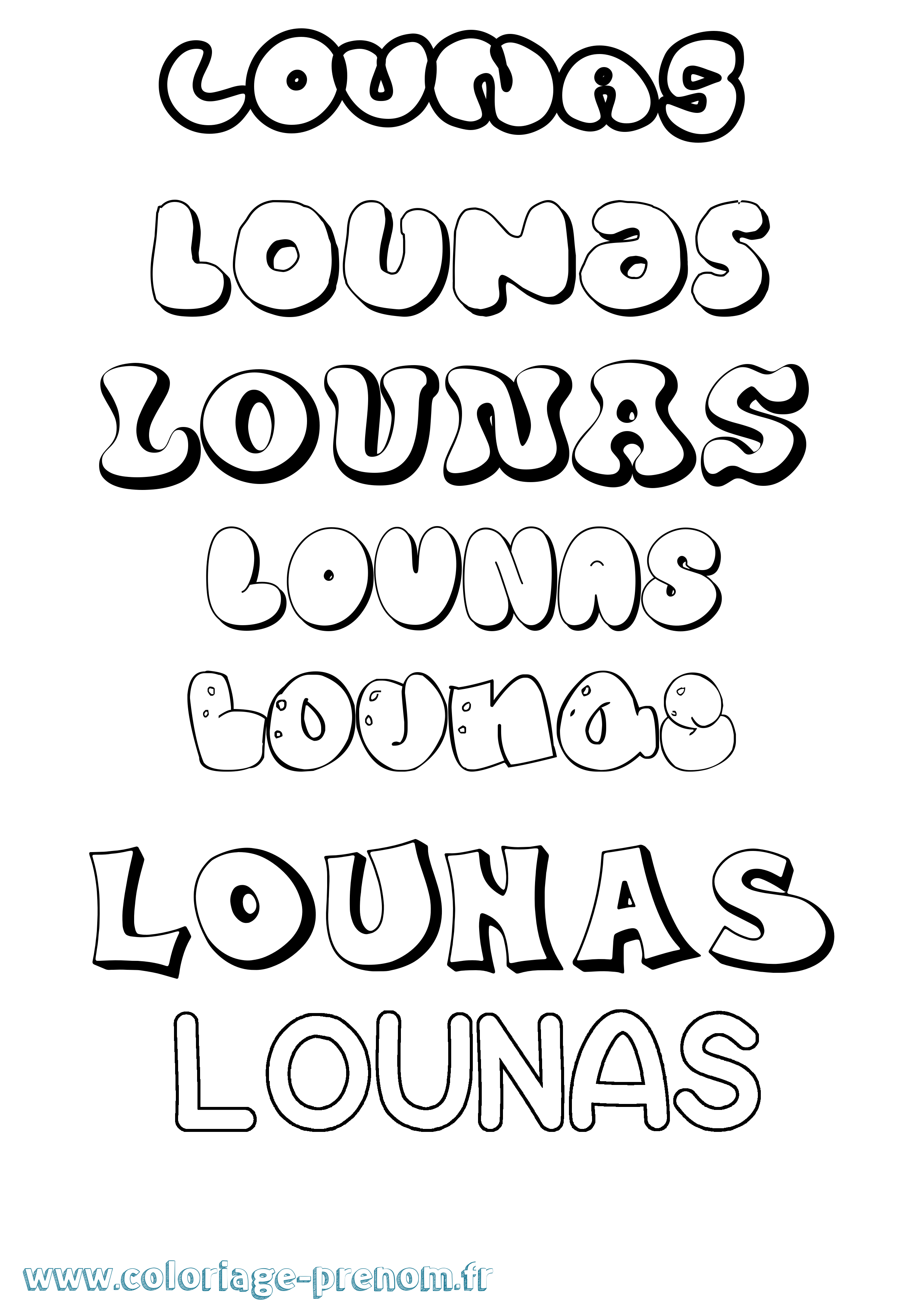 Coloriage Lounas Bubble Coloriage prénom Lounas Bubble