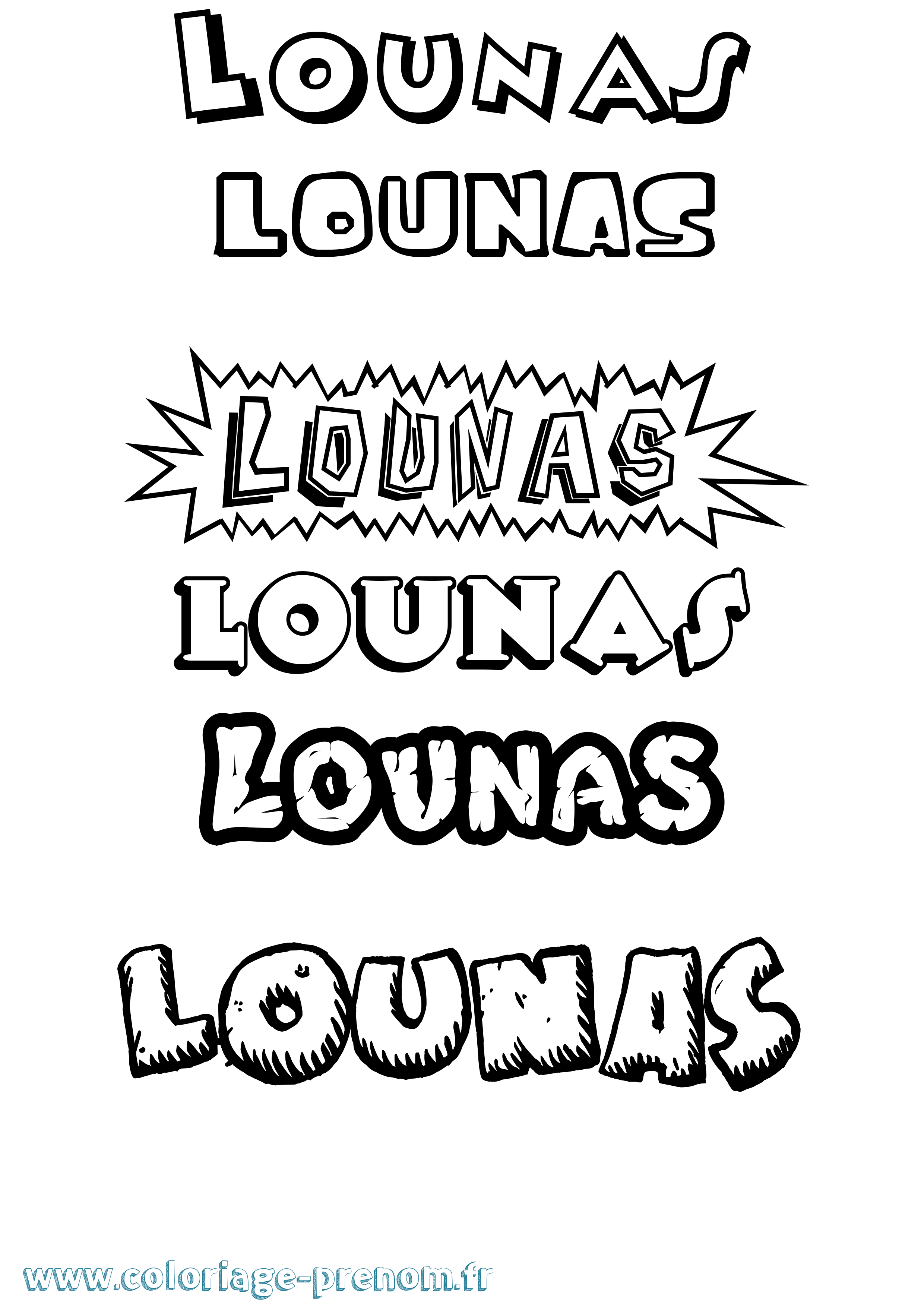 Coloriage Lounas Dessin Animé Coloriage prénom Lounas Dessin Animé