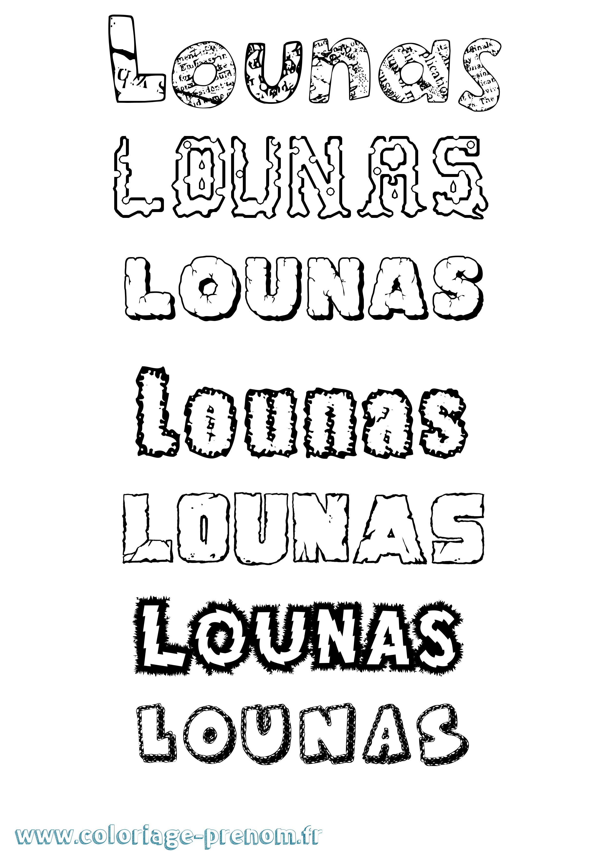Coloriage Lounas Destructuré Coloriage prénom Lounas Destructuré