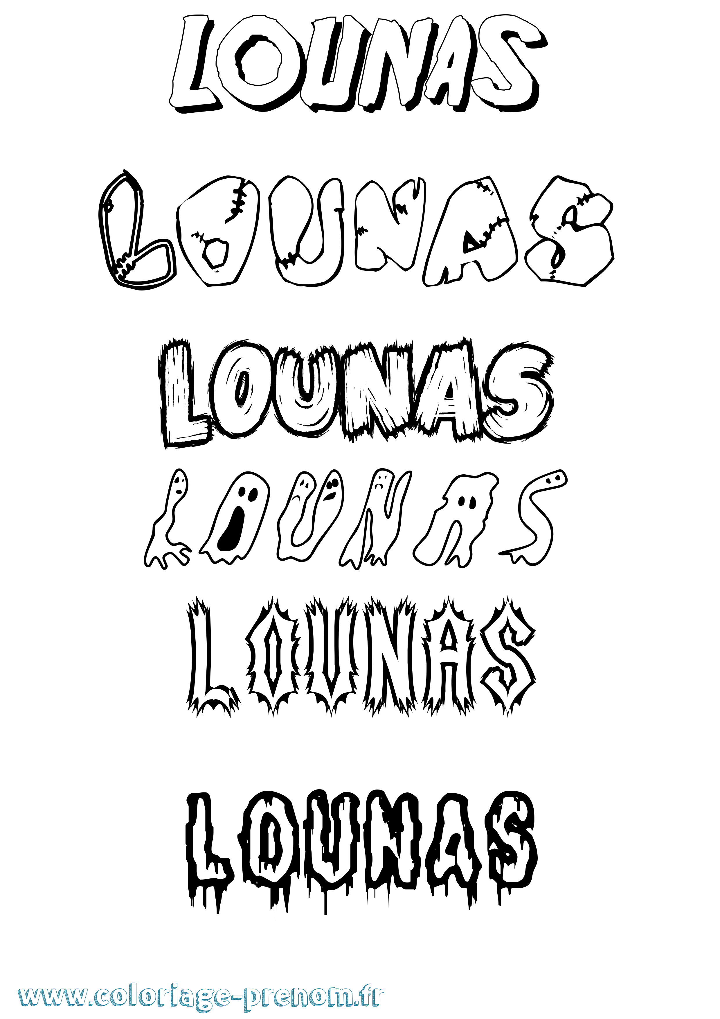Coloriage Lounas Frisson Coloriage prénom Lounas Frisson