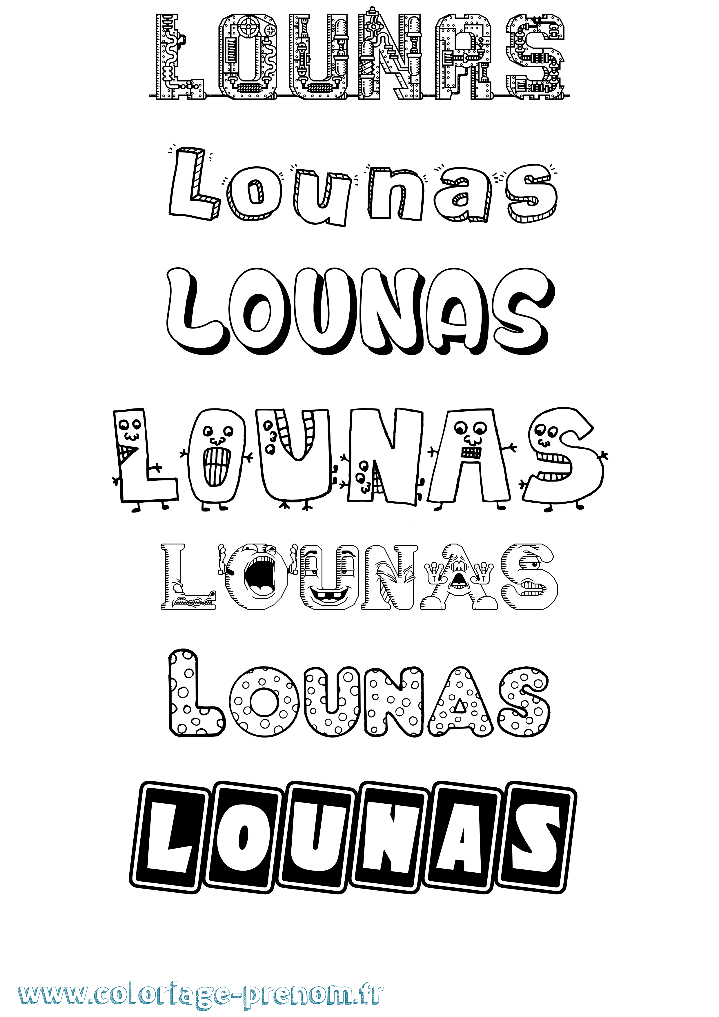 Coloriage Lounas Fun Coloriage prénom Lounas Fun