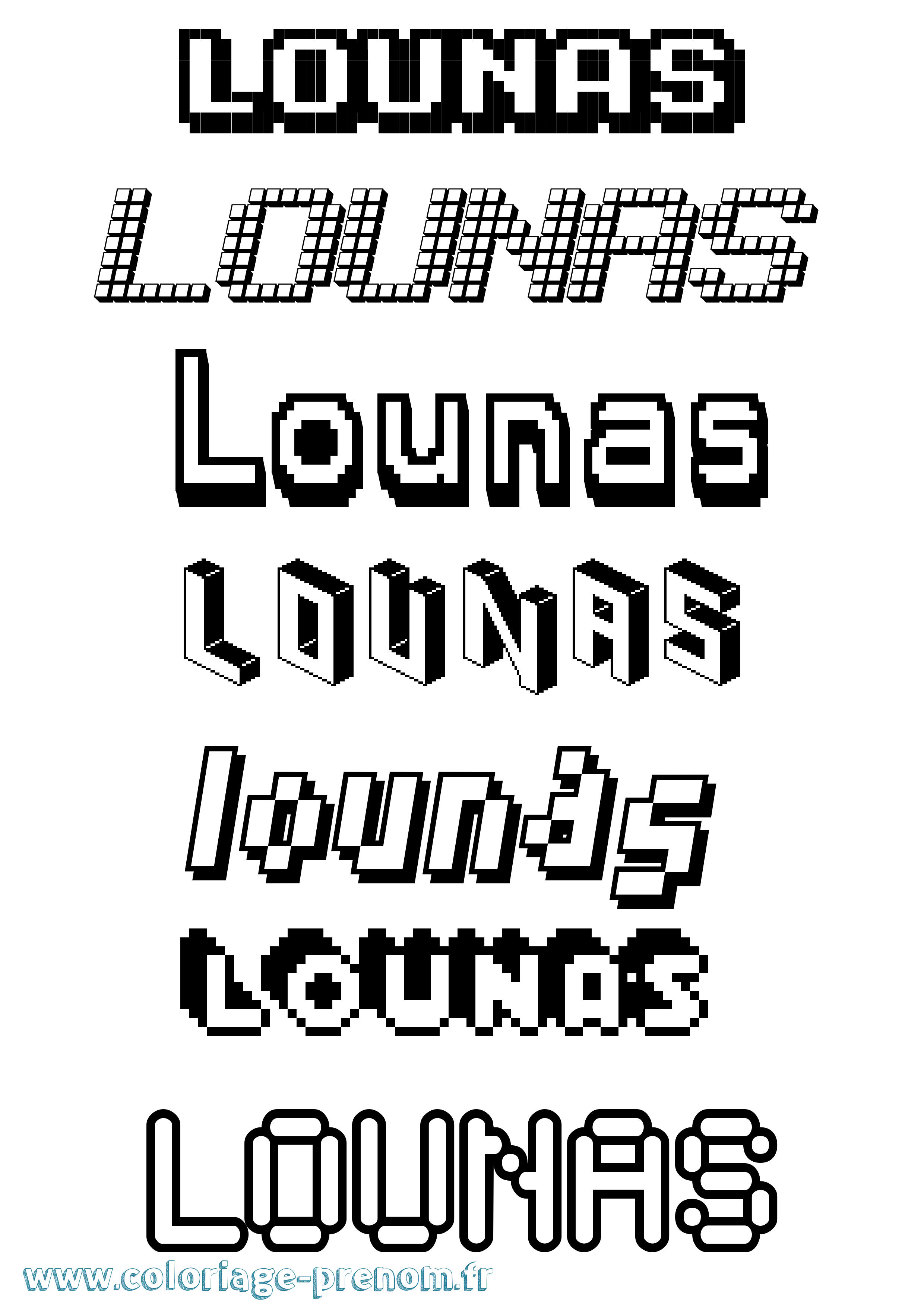 Coloriage Lounas Pixel Coloriage prénom Lounas Pixel