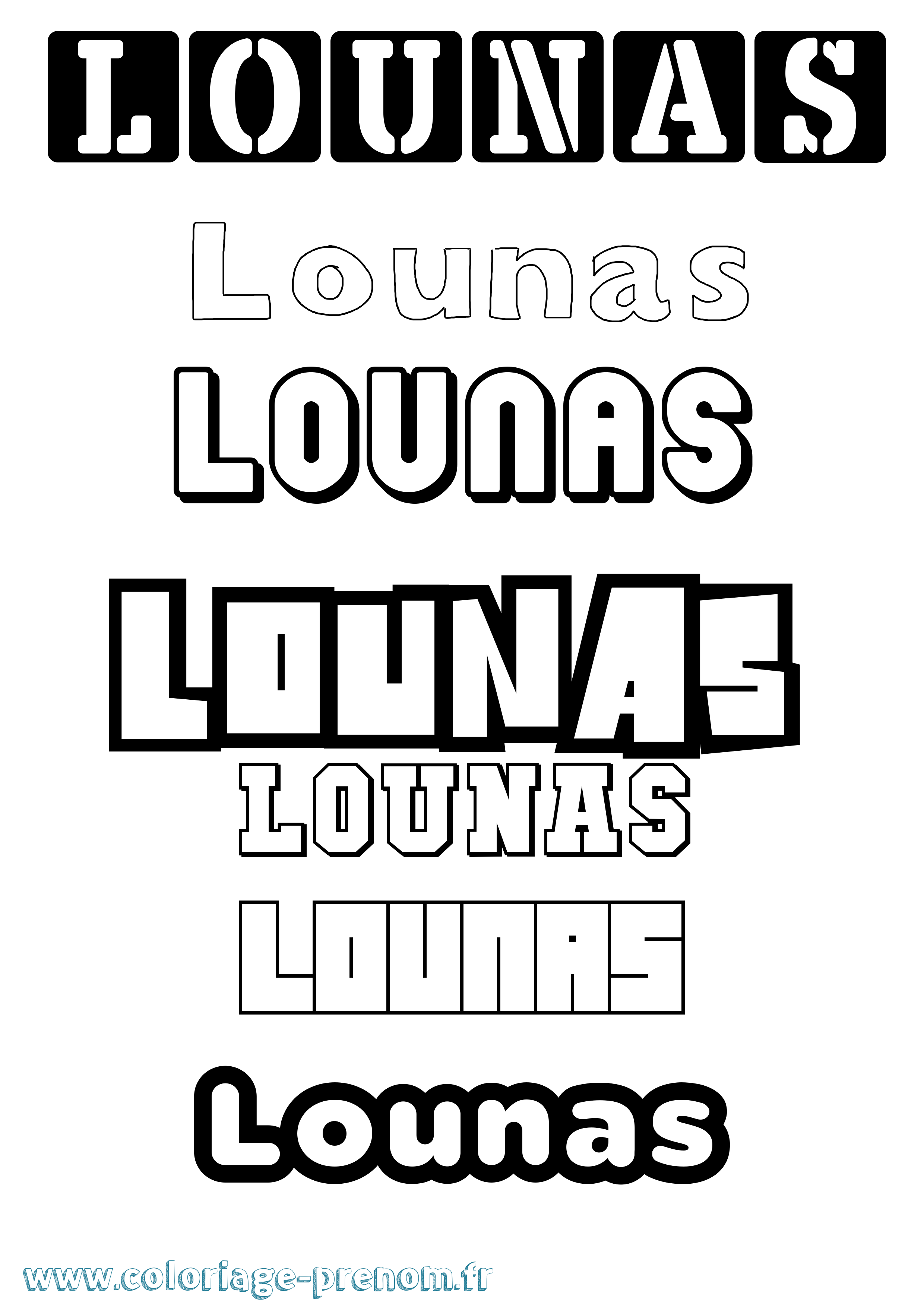 Coloriage Lounas Simple Coloriage prénom Lounas Simple