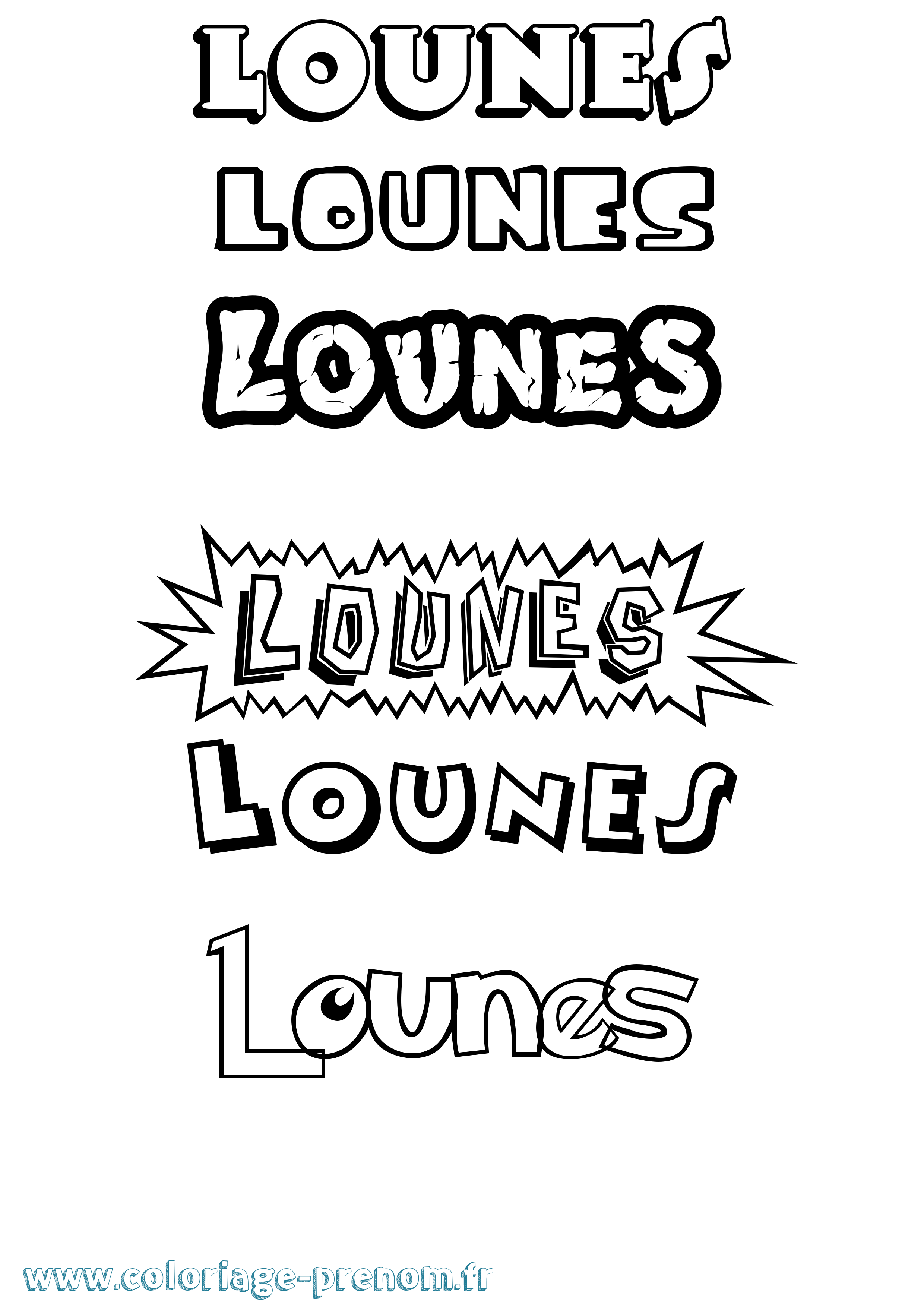 Coloriage prénom Lounes Dessin Animé