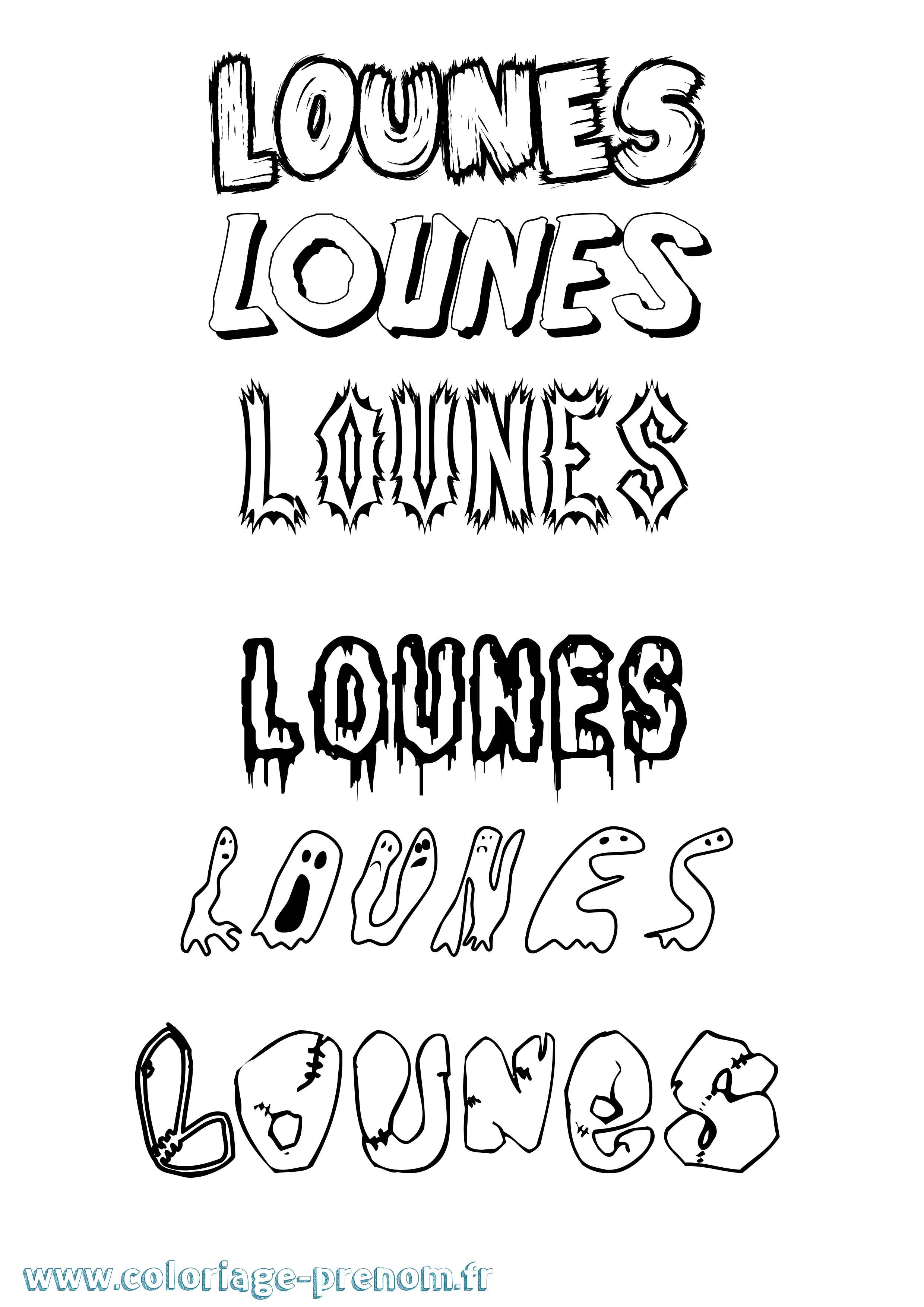 Coloriage prénom Lounes Frisson