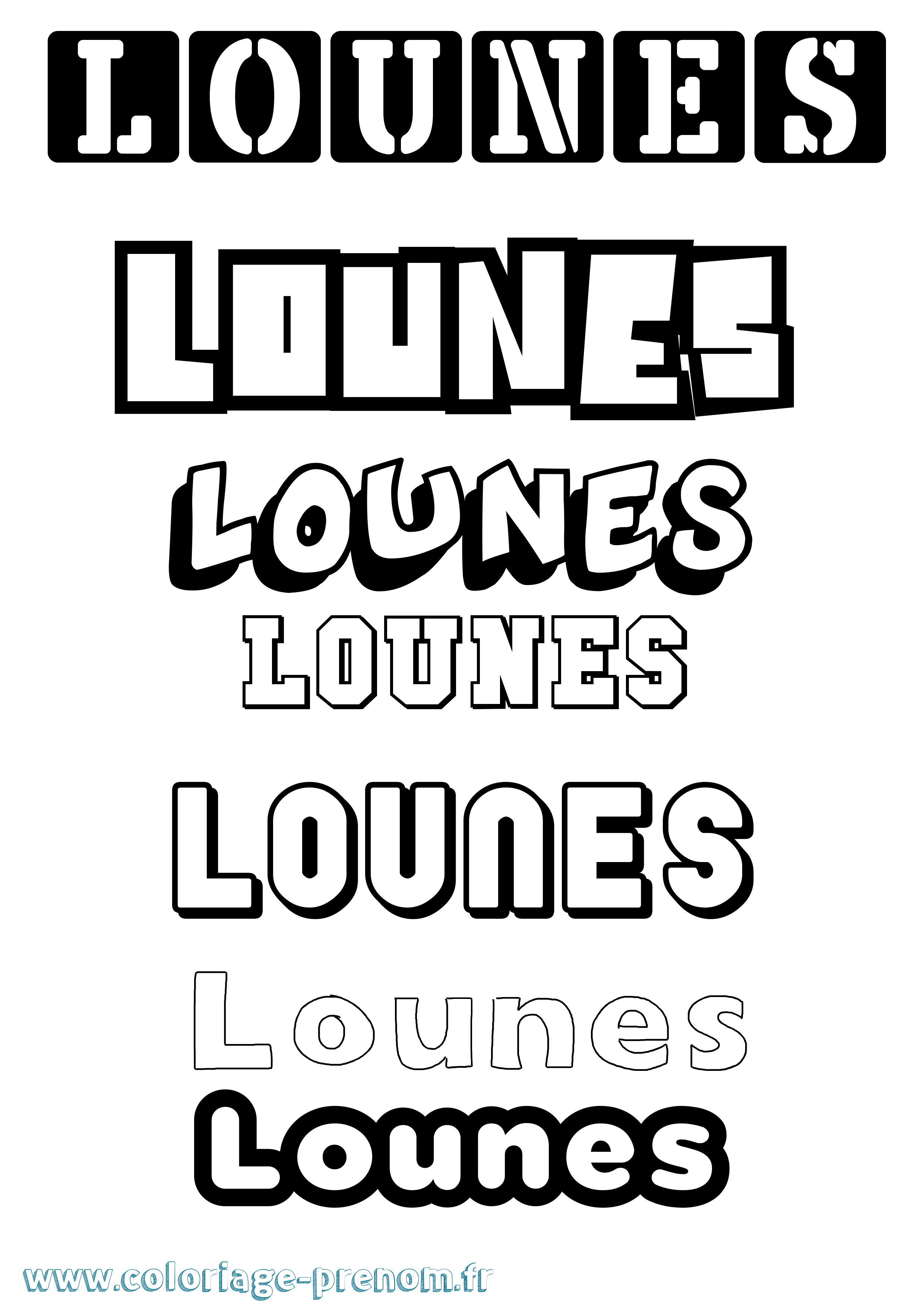 Coloriage prénom Lounes Simple