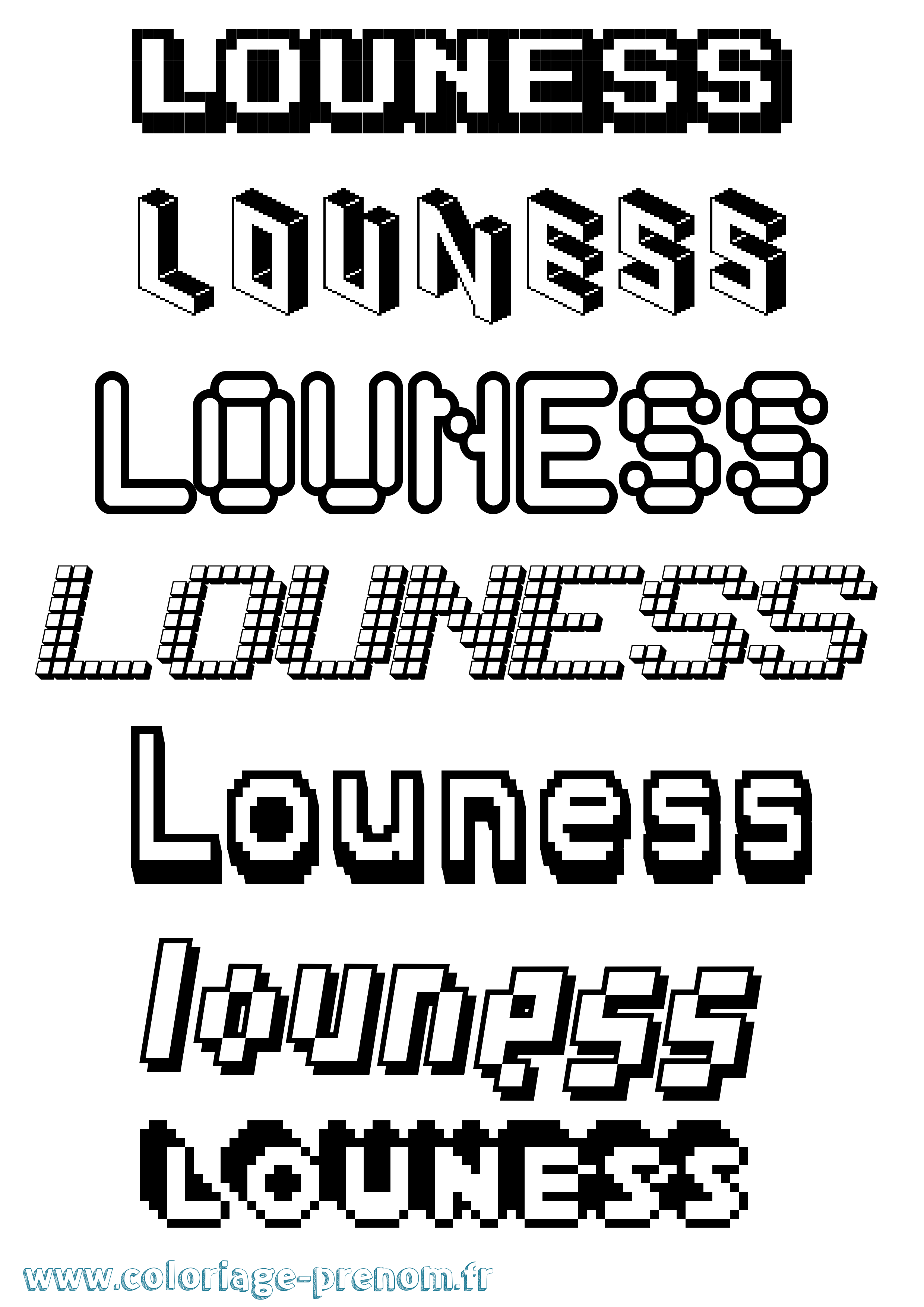 Coloriage prénom Louness Pixel