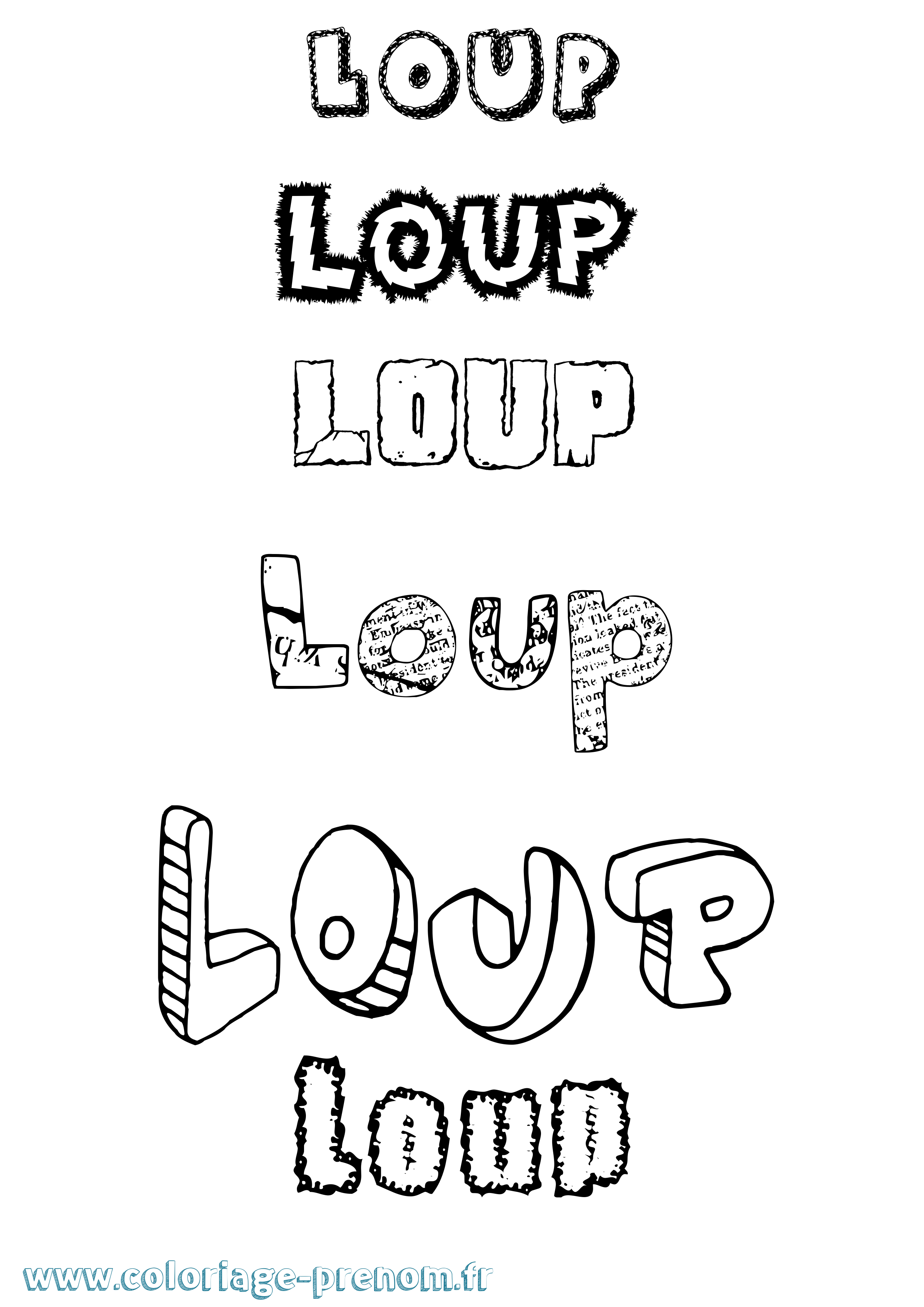 Coloriage Loup Coloriage prénom Loup
