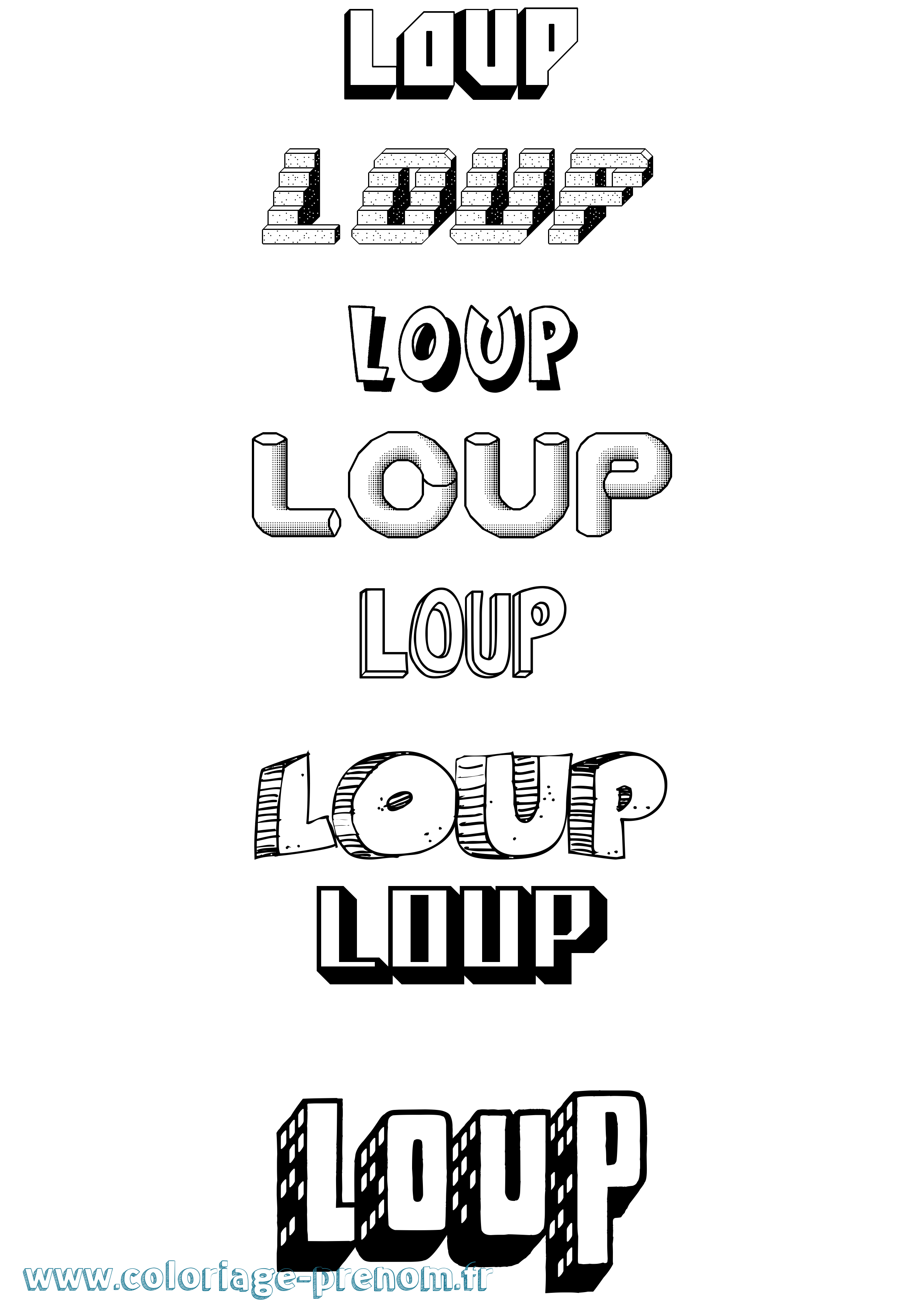 Coloriage Loup Coloriage prénom Loup