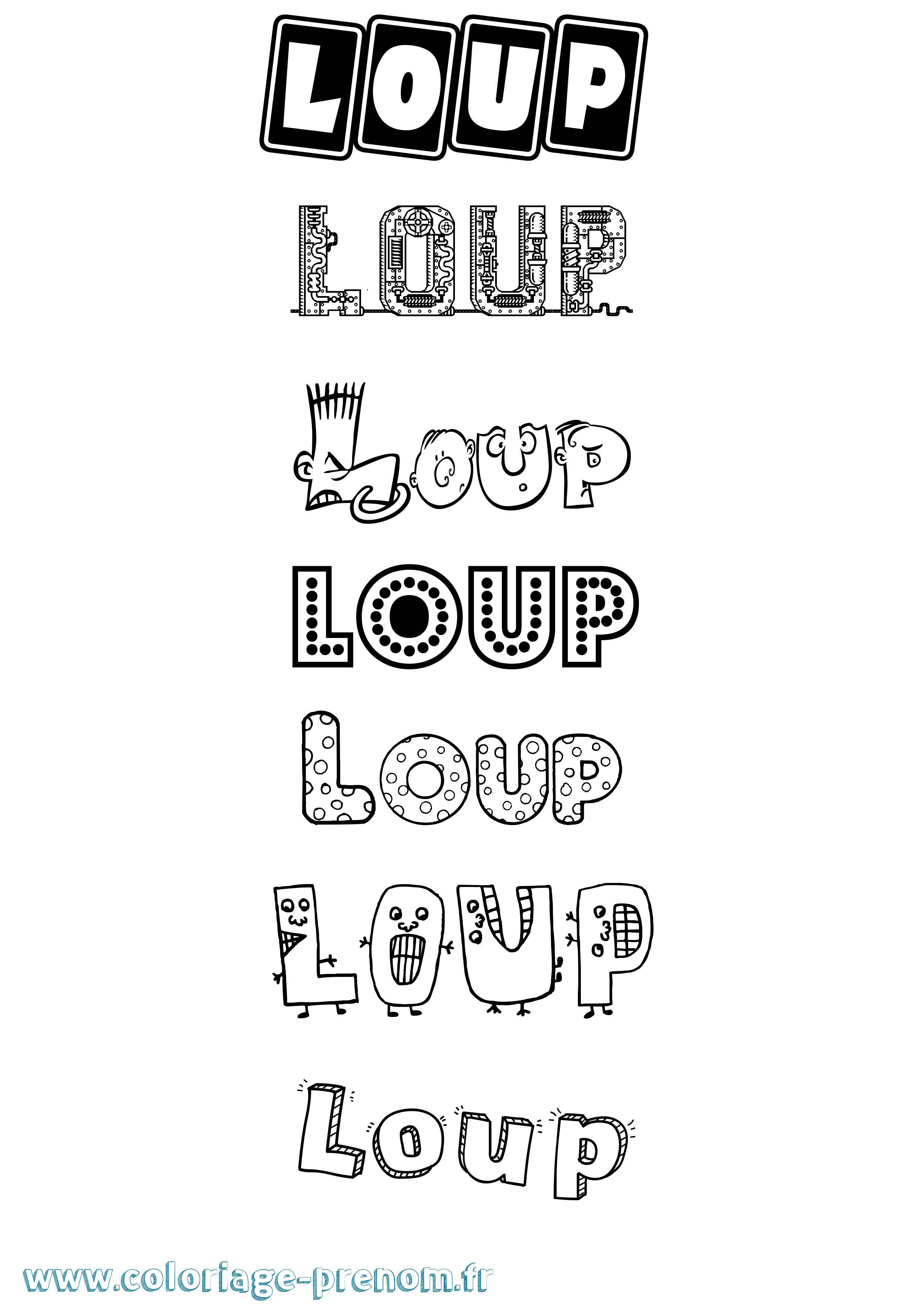 Coloriage Loup Coloriage prénom Loup