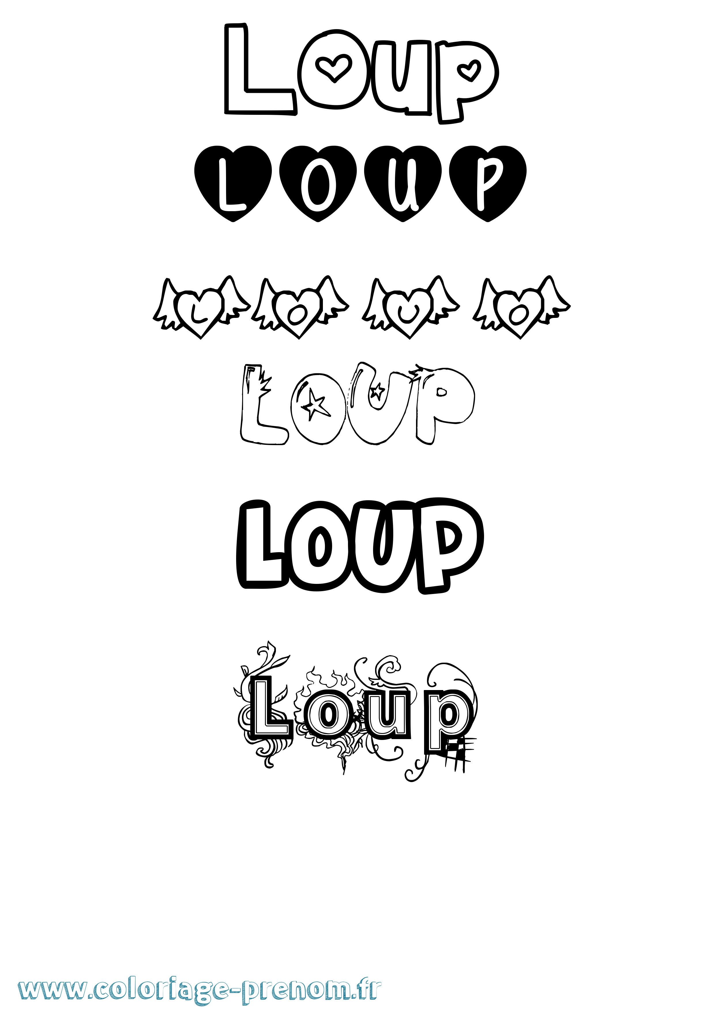 Coloriage Loup Coloriage prénom Loup