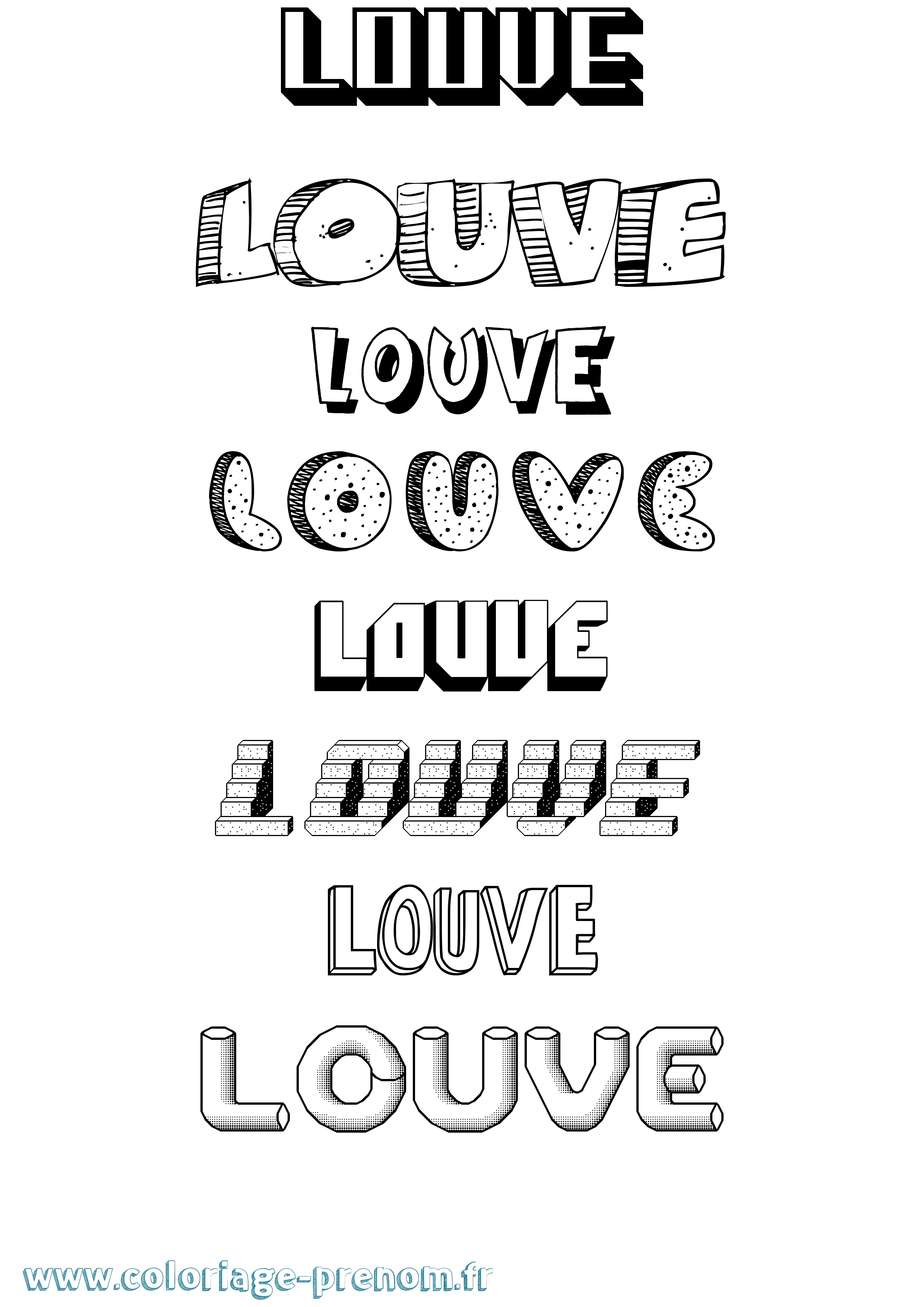 Coloriage Louve Effet 3D Coloriage prénom Louve Effet 3D