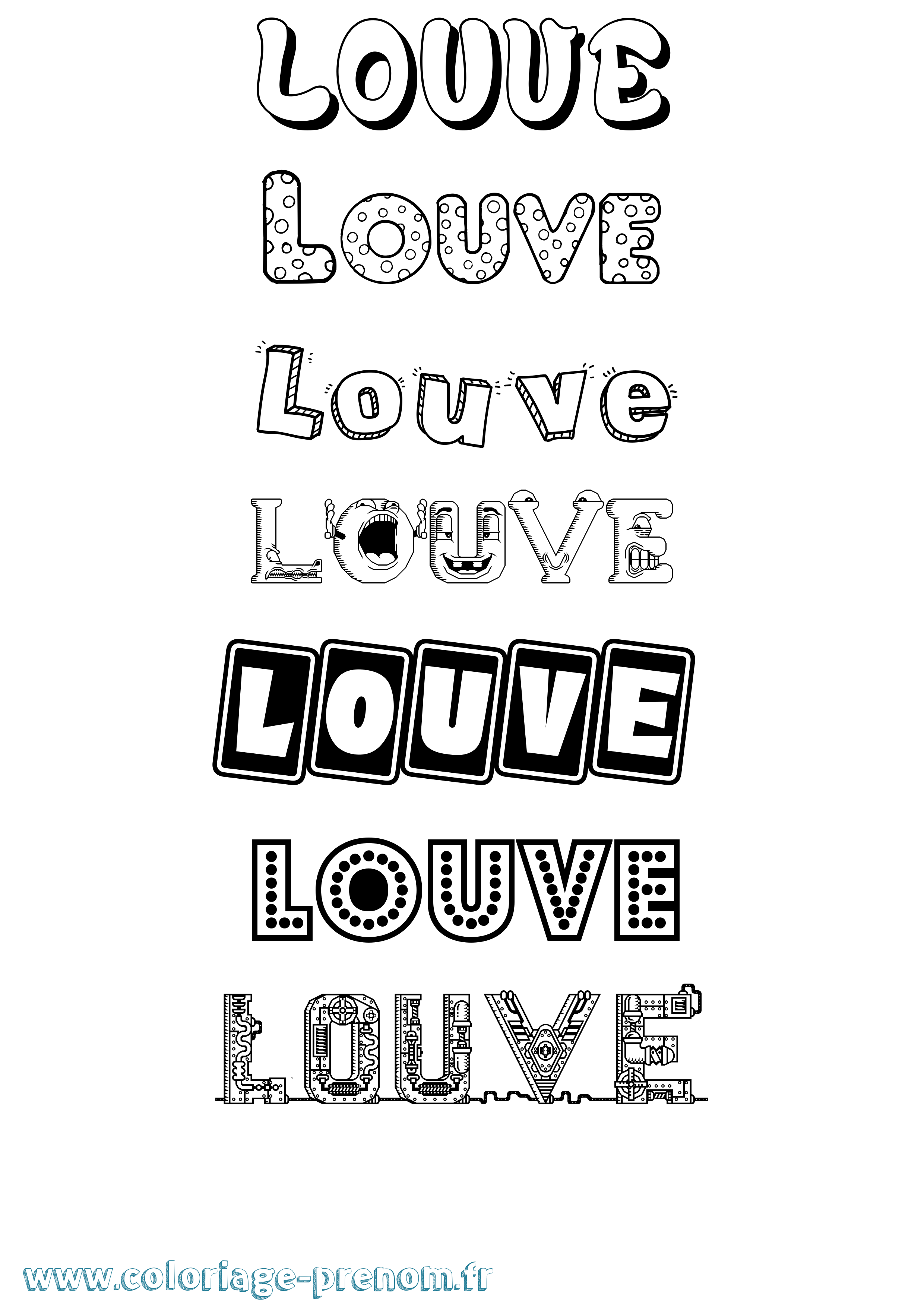 Coloriage Louve Fun Coloriage prénom Louve Fun