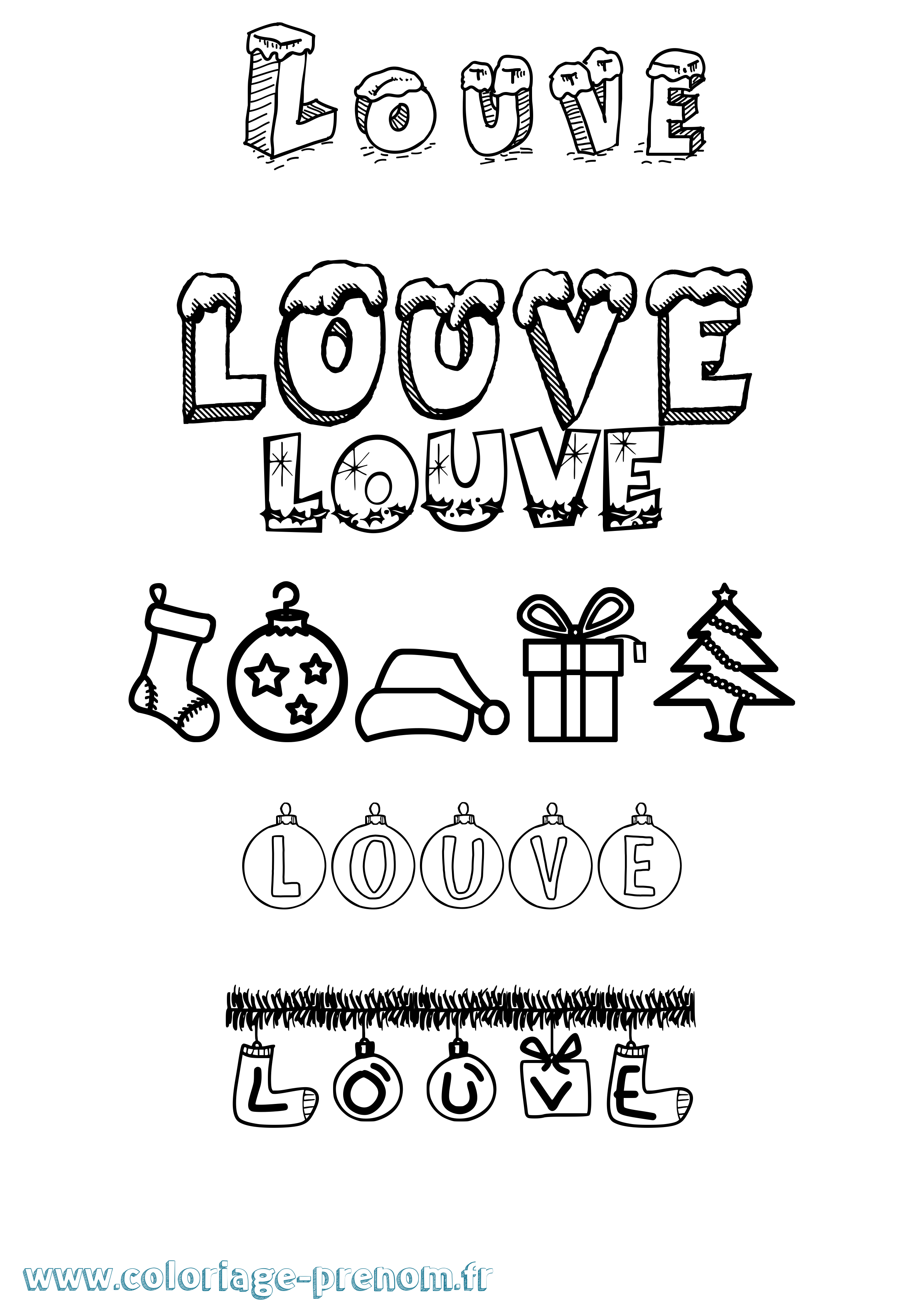 Coloriage Louve Noël Coloriage prénom Louve Noël