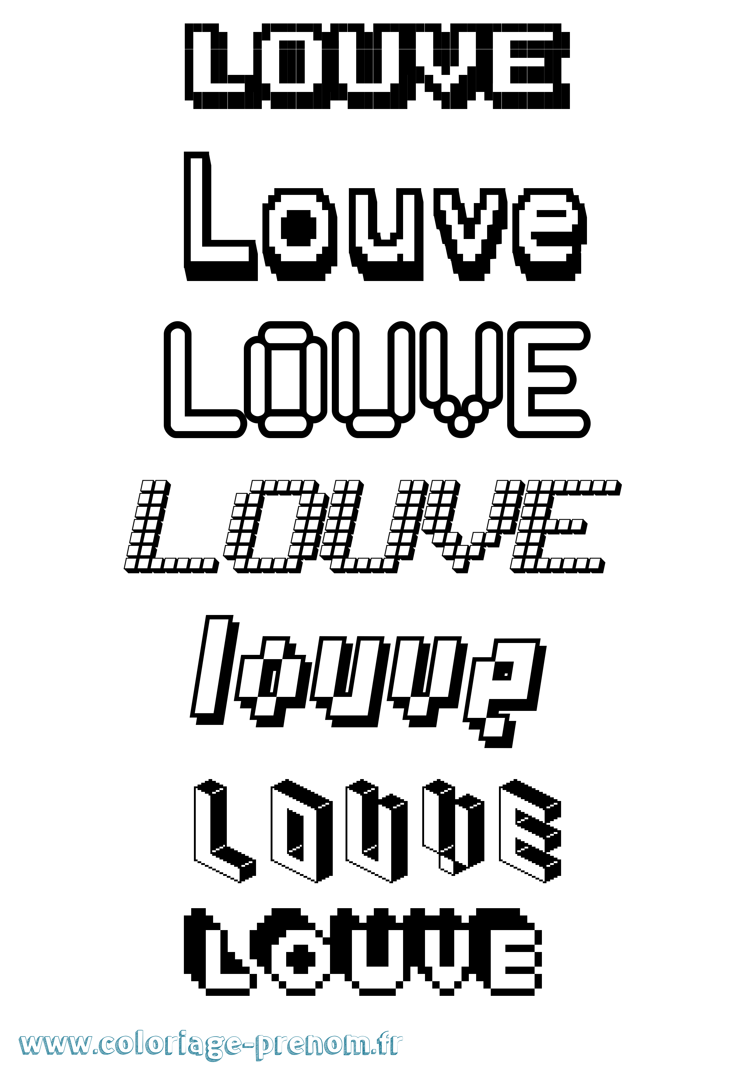 Coloriage Louve Pixel Coloriage prénom Louve Pixel