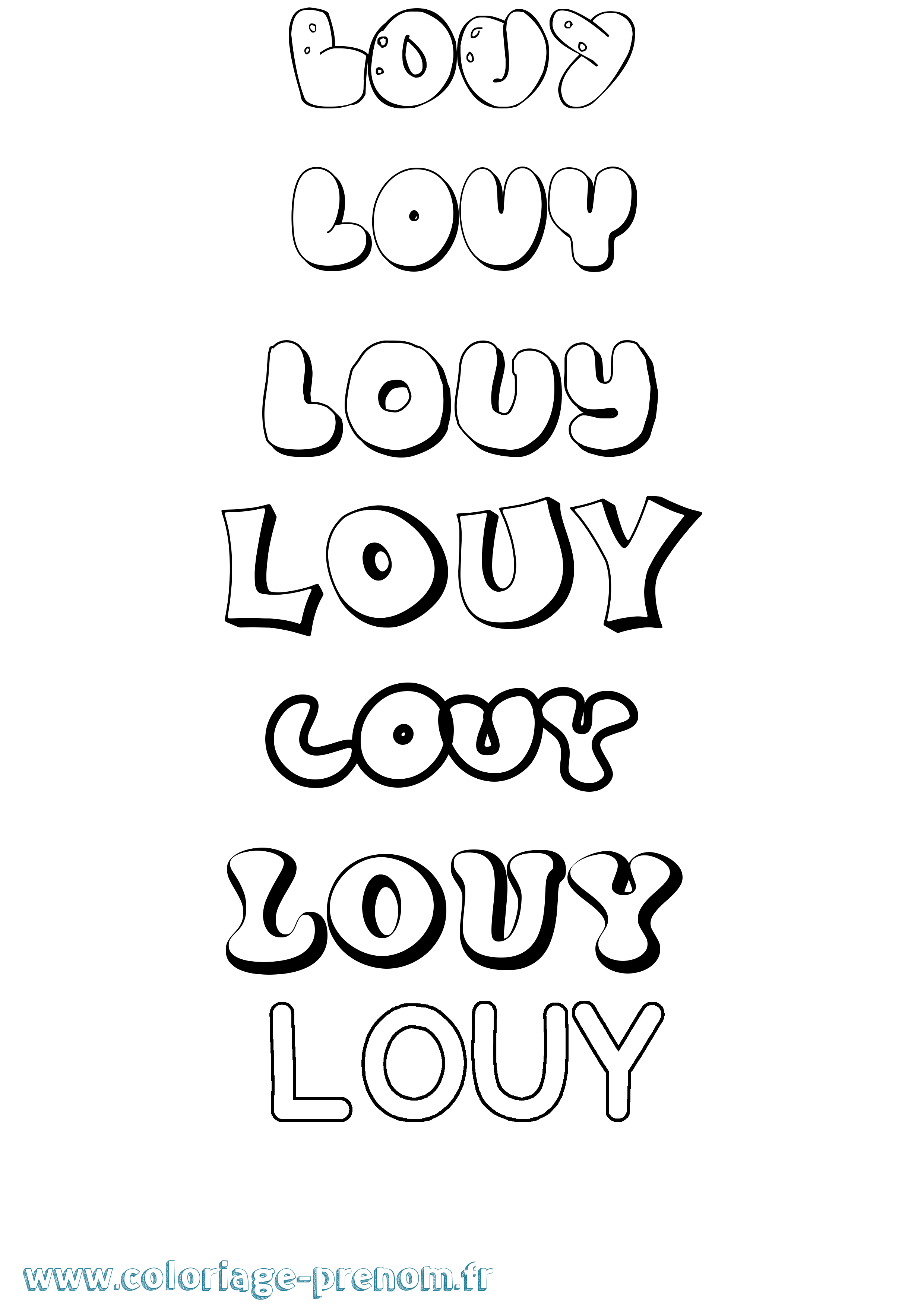 Coloriage prénom Louy Bubble