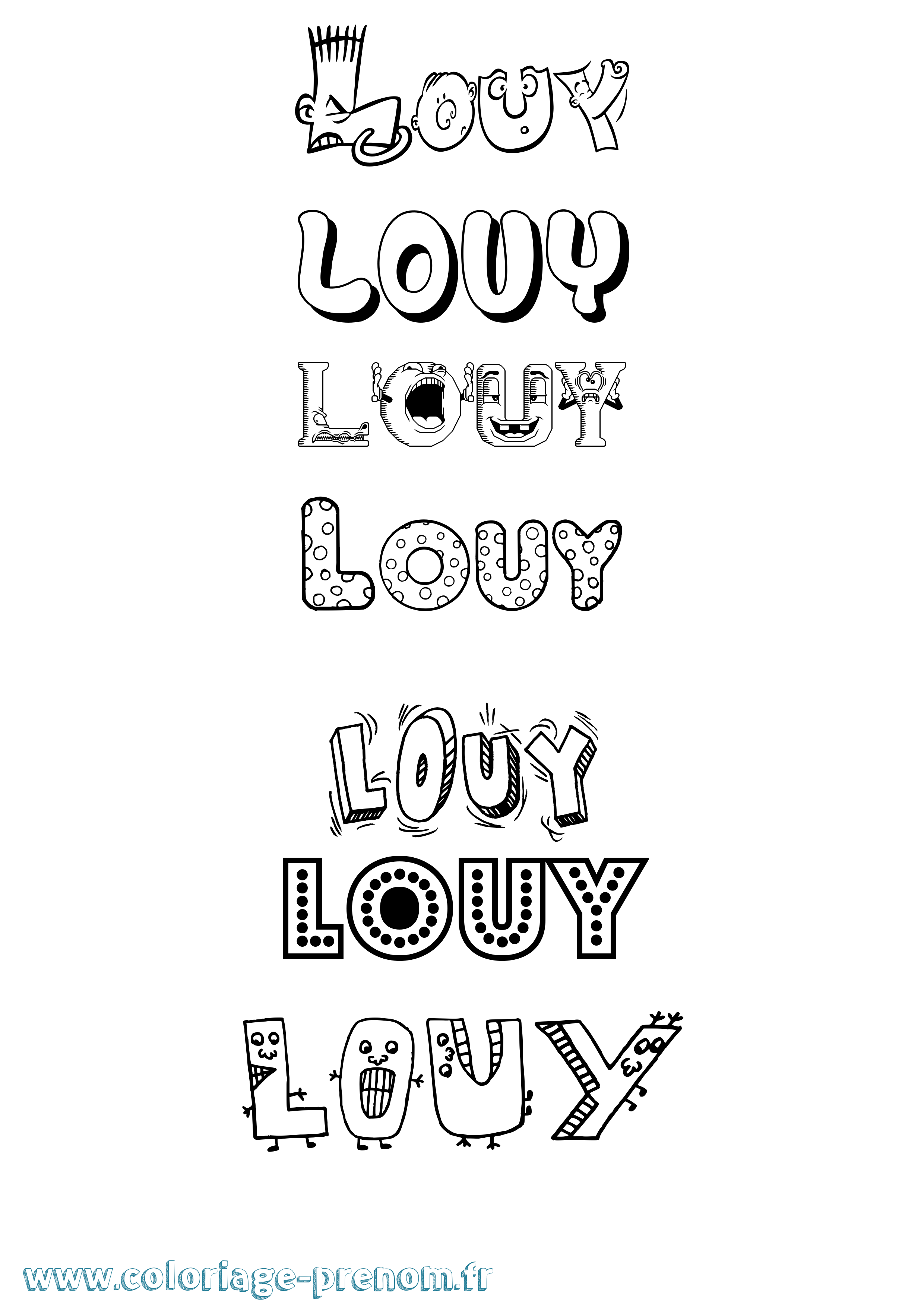 Coloriage prénom Louy Fun