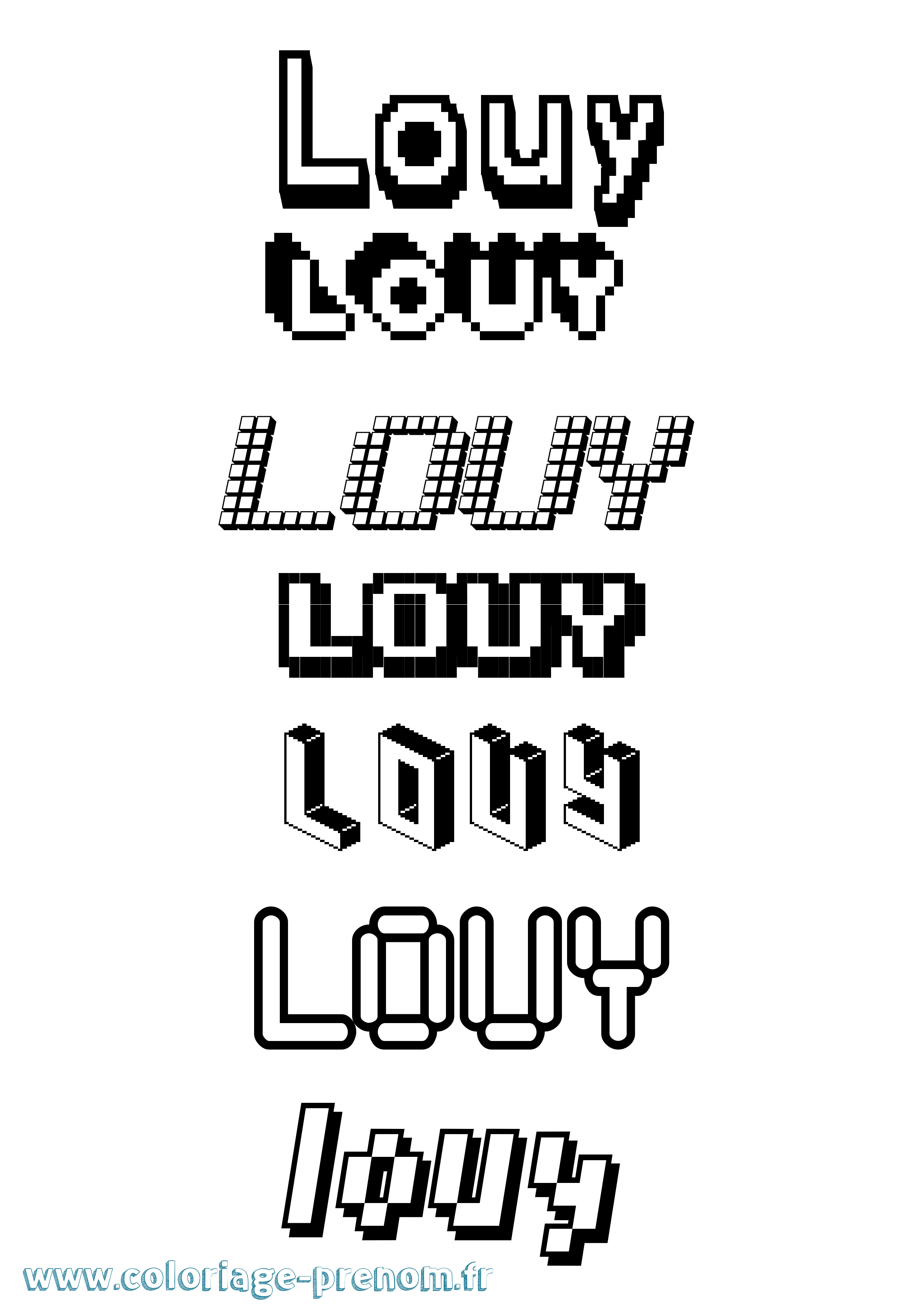 Coloriage prénom Louy Pixel