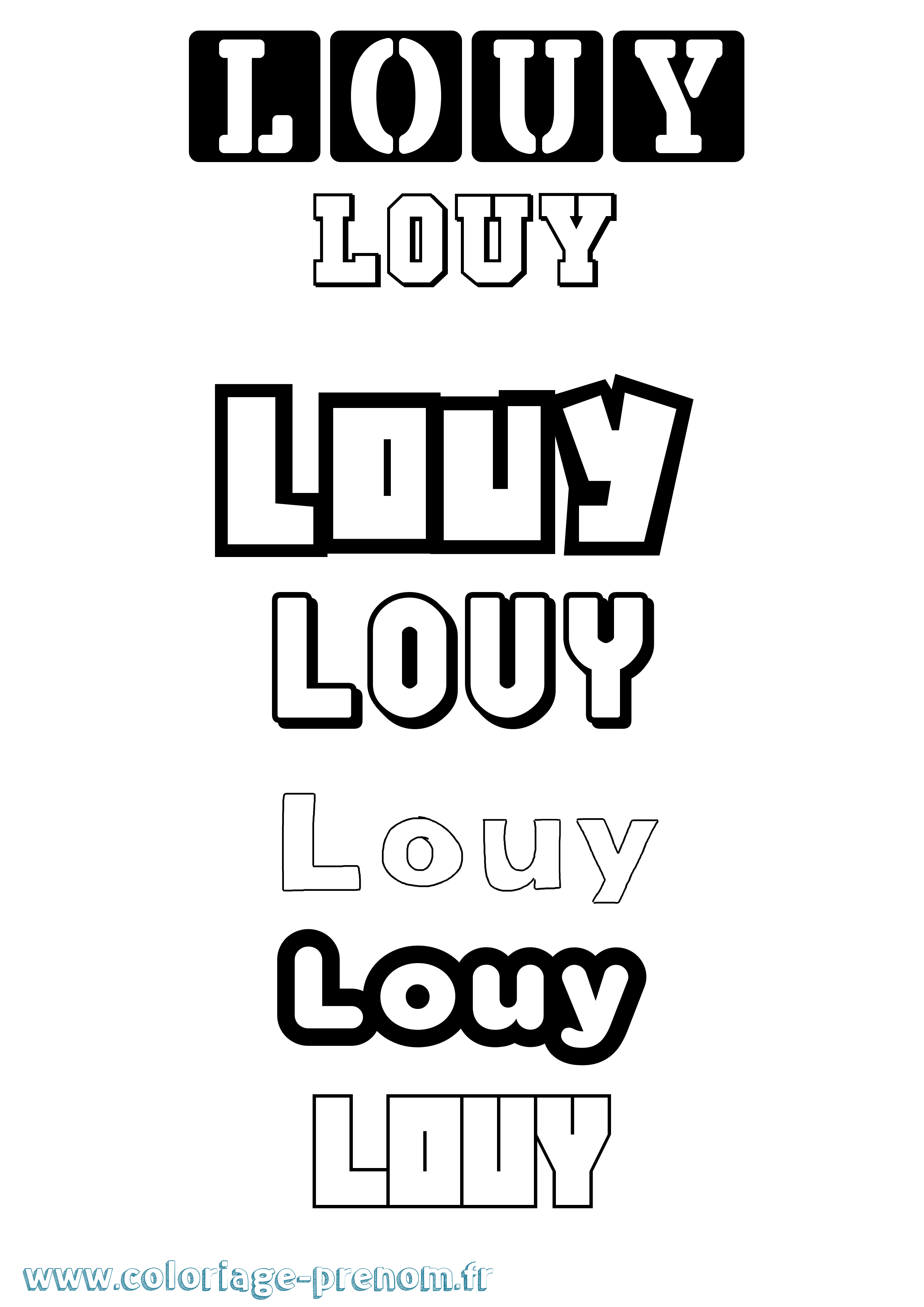 Coloriage prénom Louy Simple