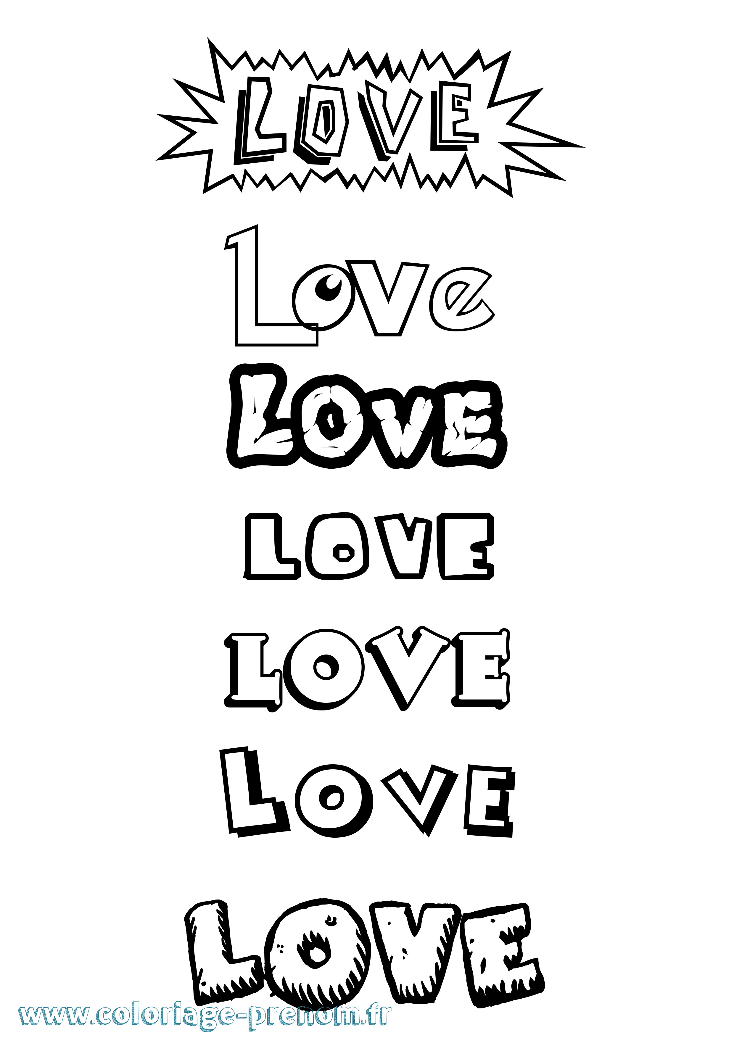 Coloriage du pr nom Love   Imprimer ou T l charger 