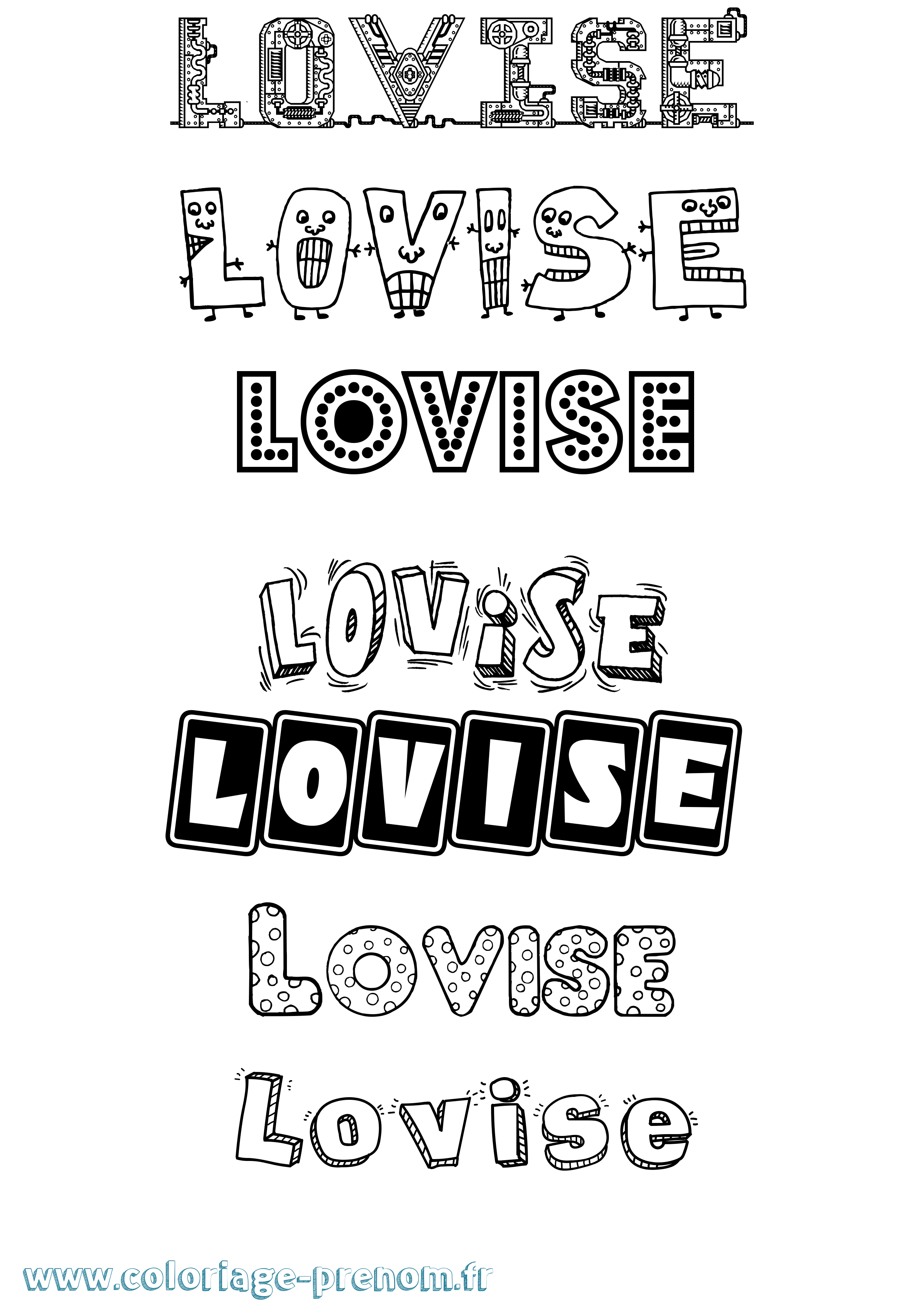 Coloriage prénom Lovise Fun