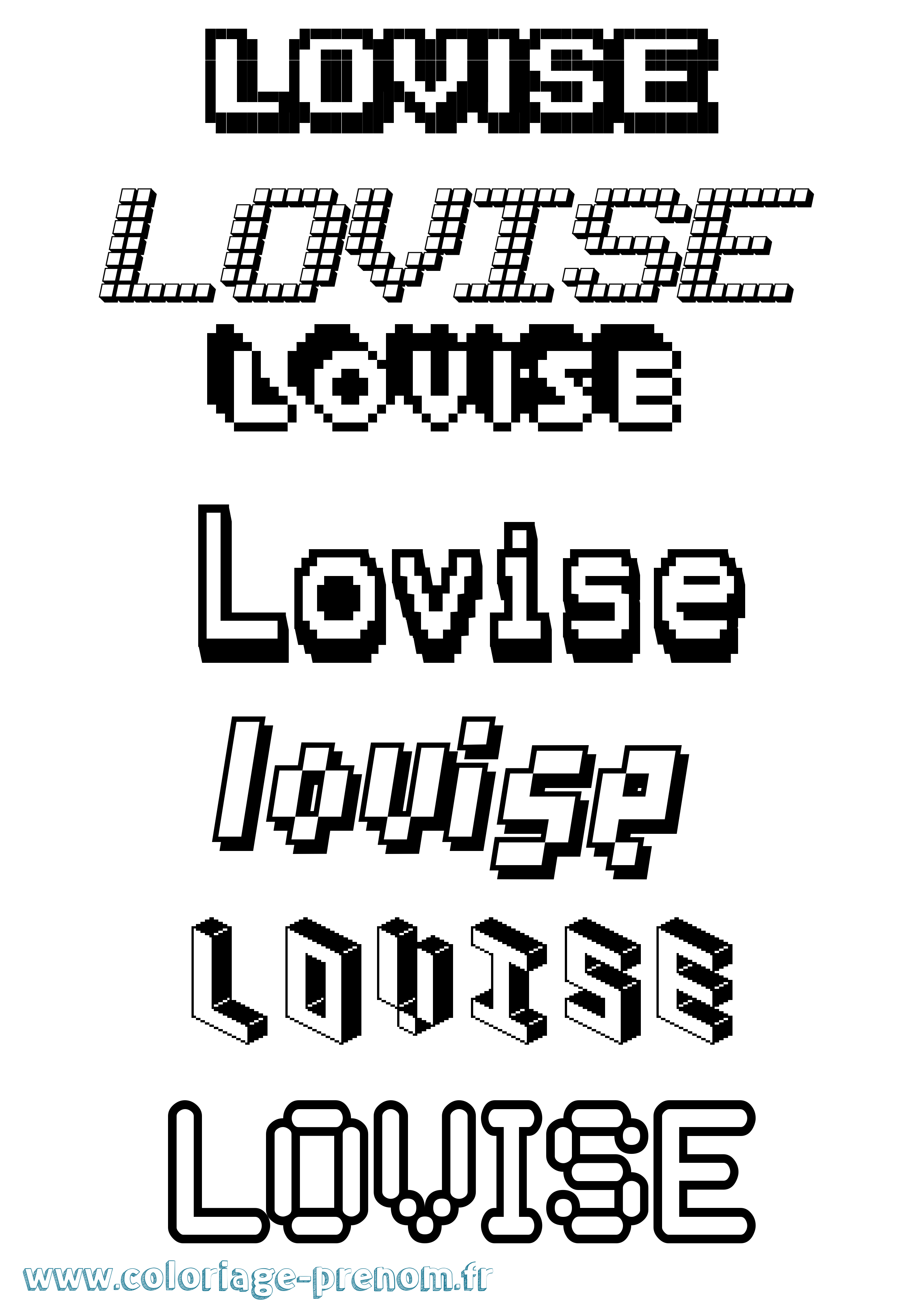 Coloriage prénom Lovise Pixel