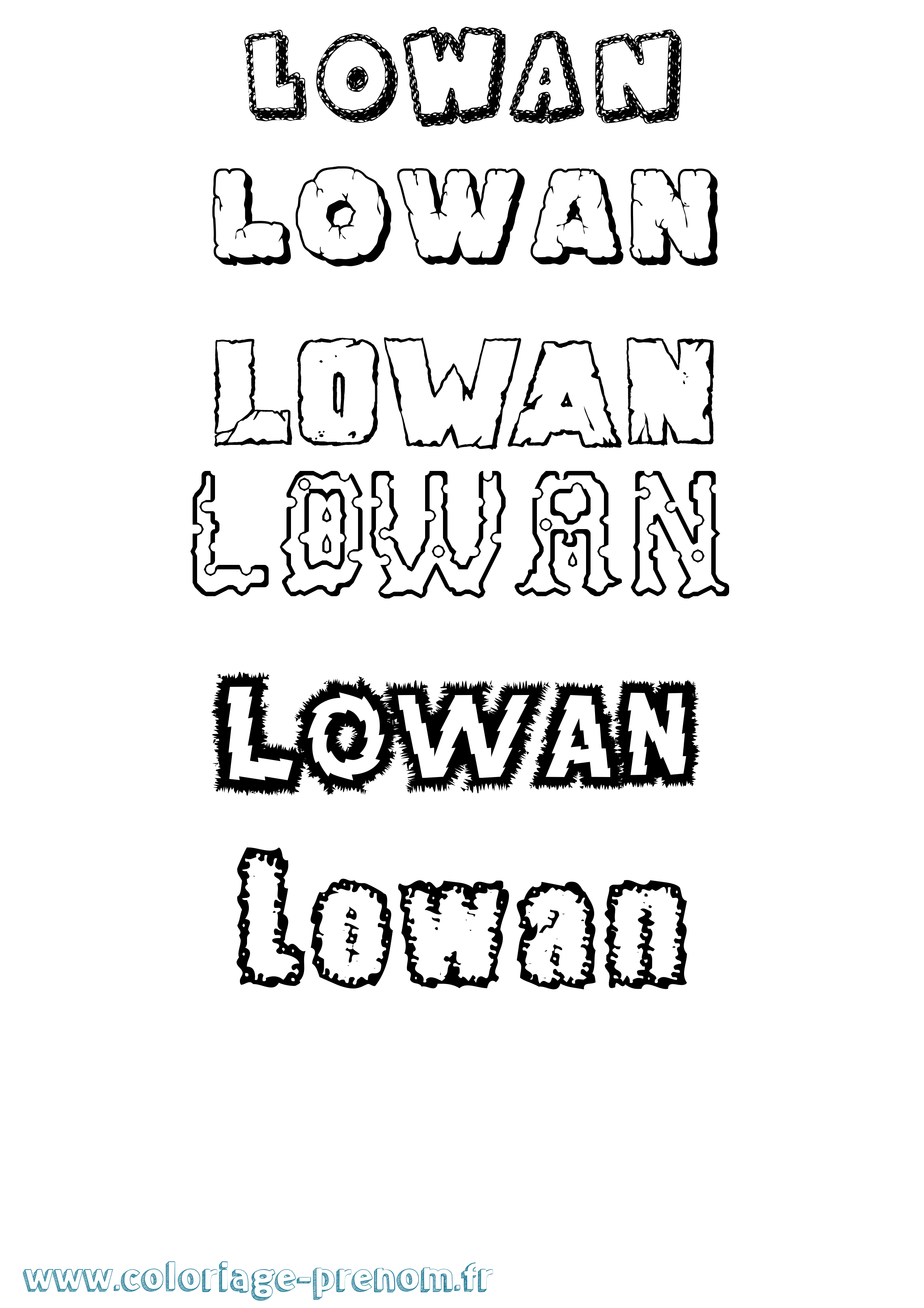 Coloriage prénom Lowan Destructuré