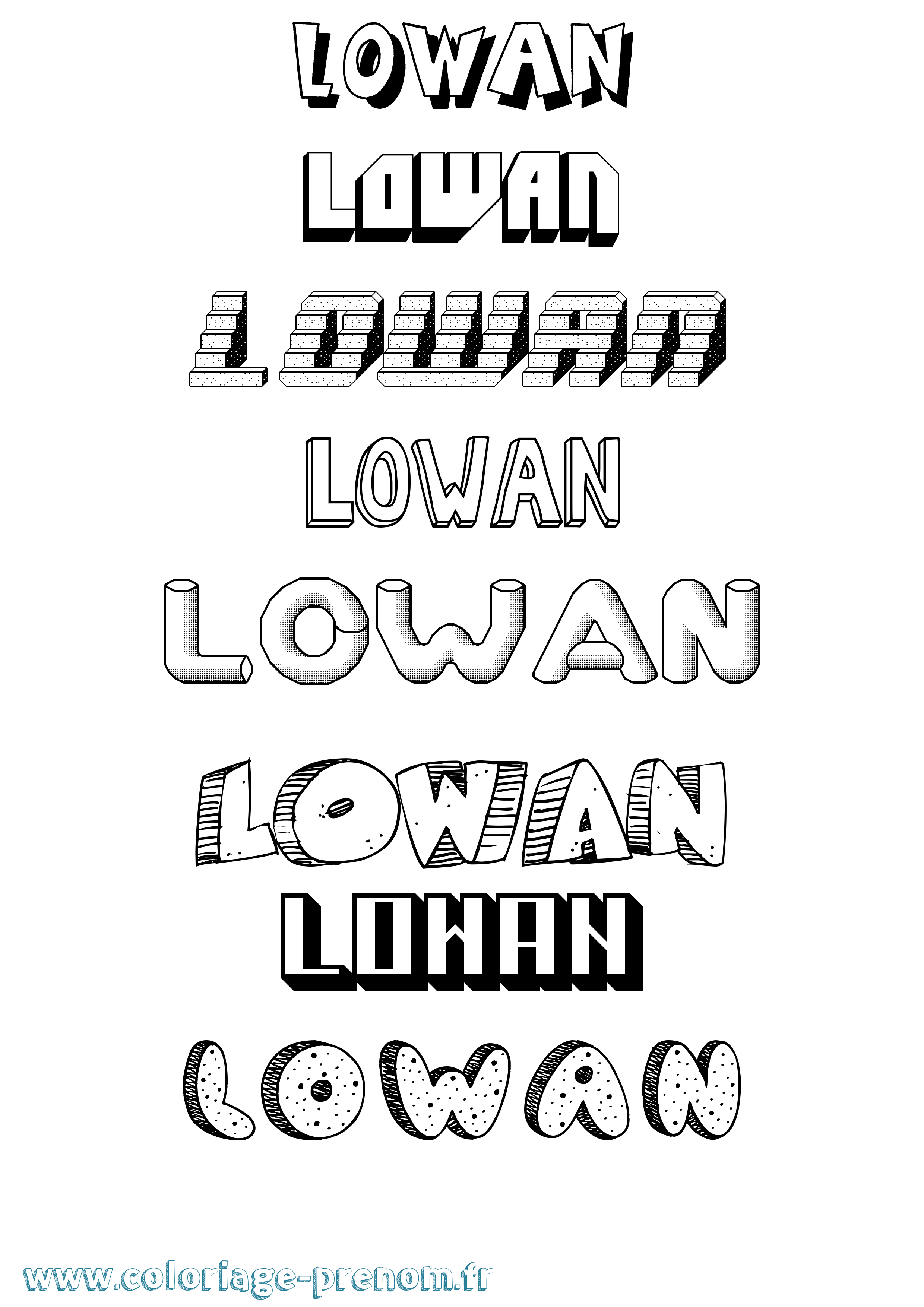 Coloriage prénom Lowan Effet 3D