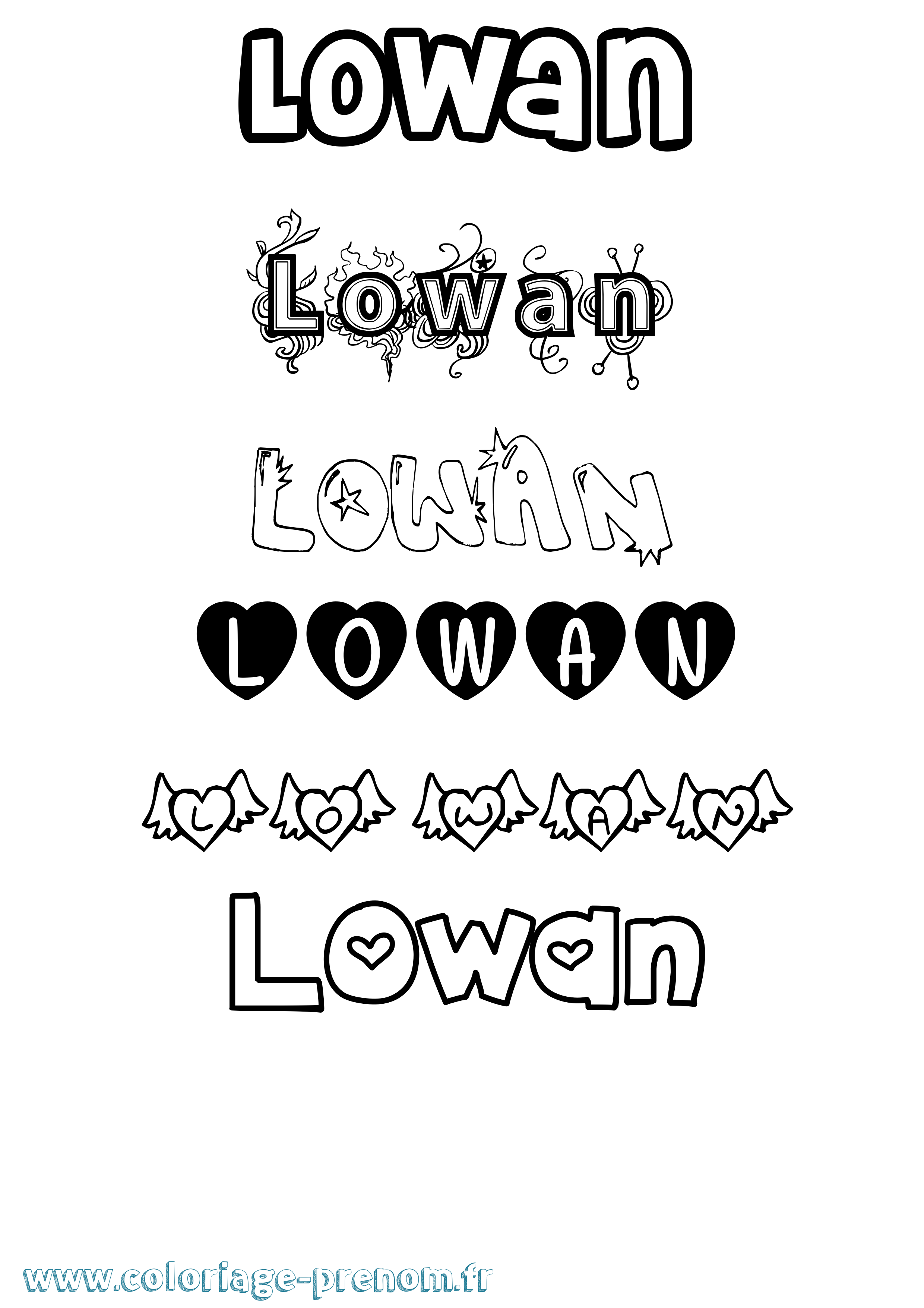 Coloriage prénom Lowan Girly