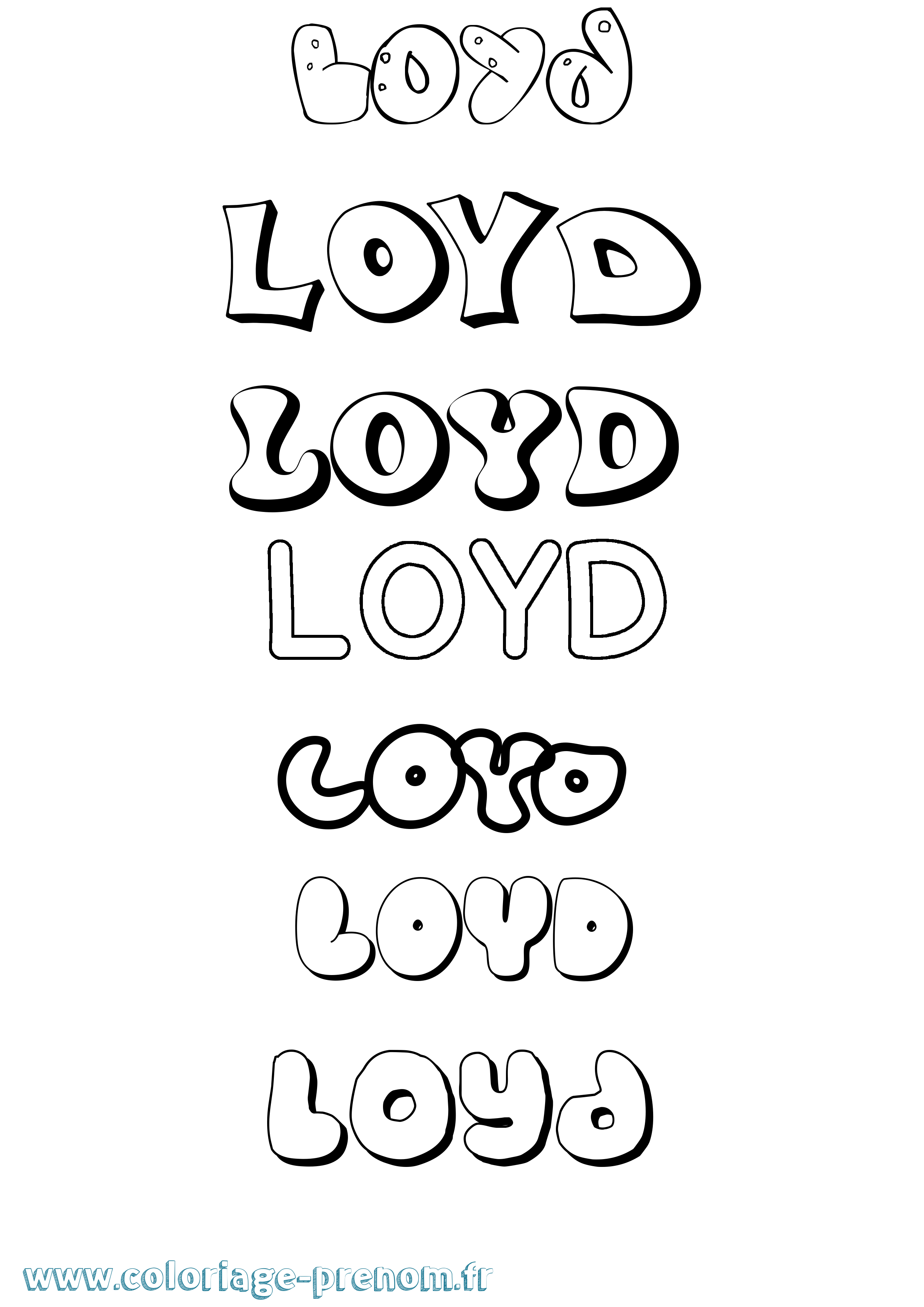 Coloriage Loyd Bubble Coloriage prénom Loyd Bubble