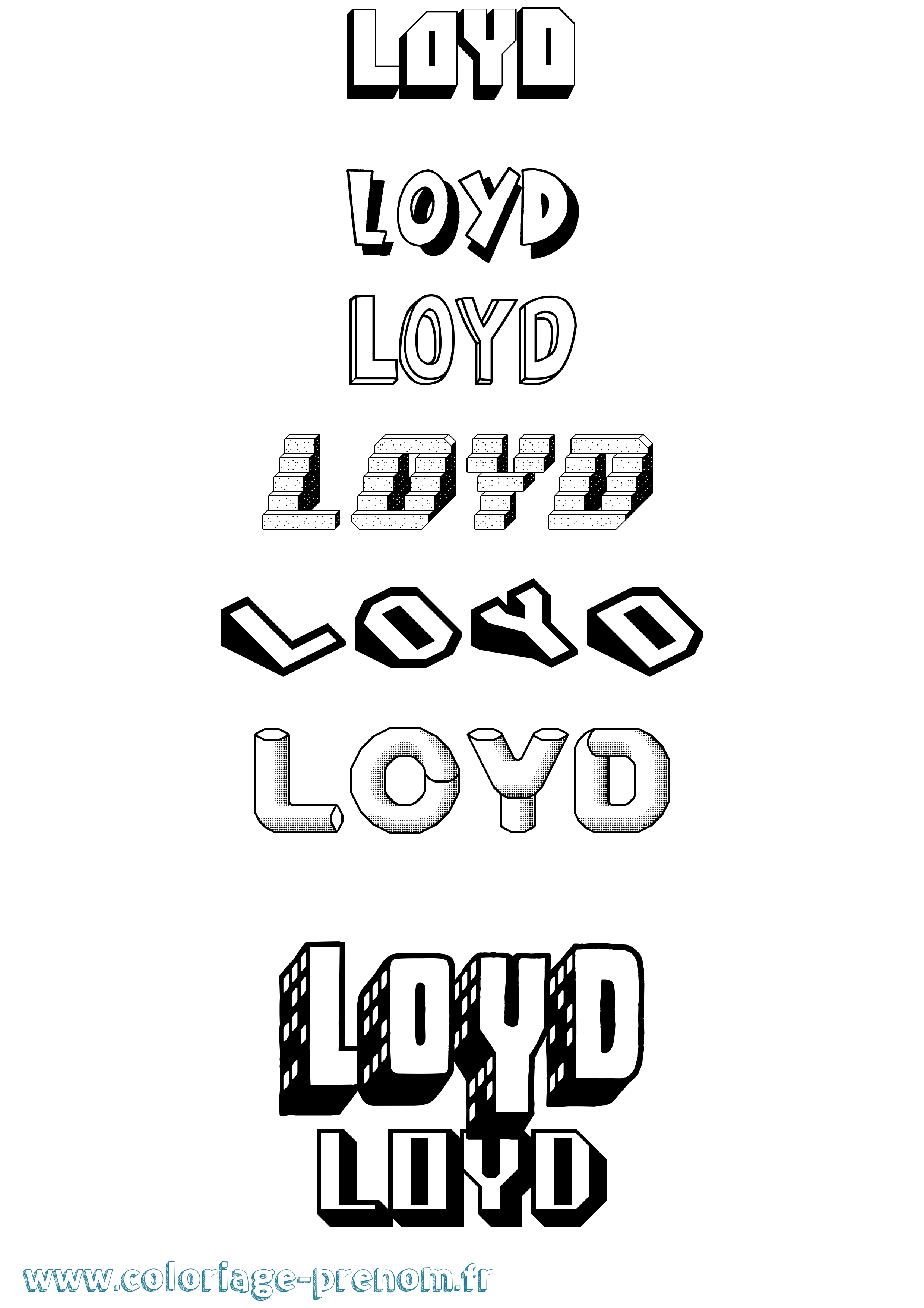 Coloriage Loyd Effet 3D Coloriage prénom Loyd Effet 3D