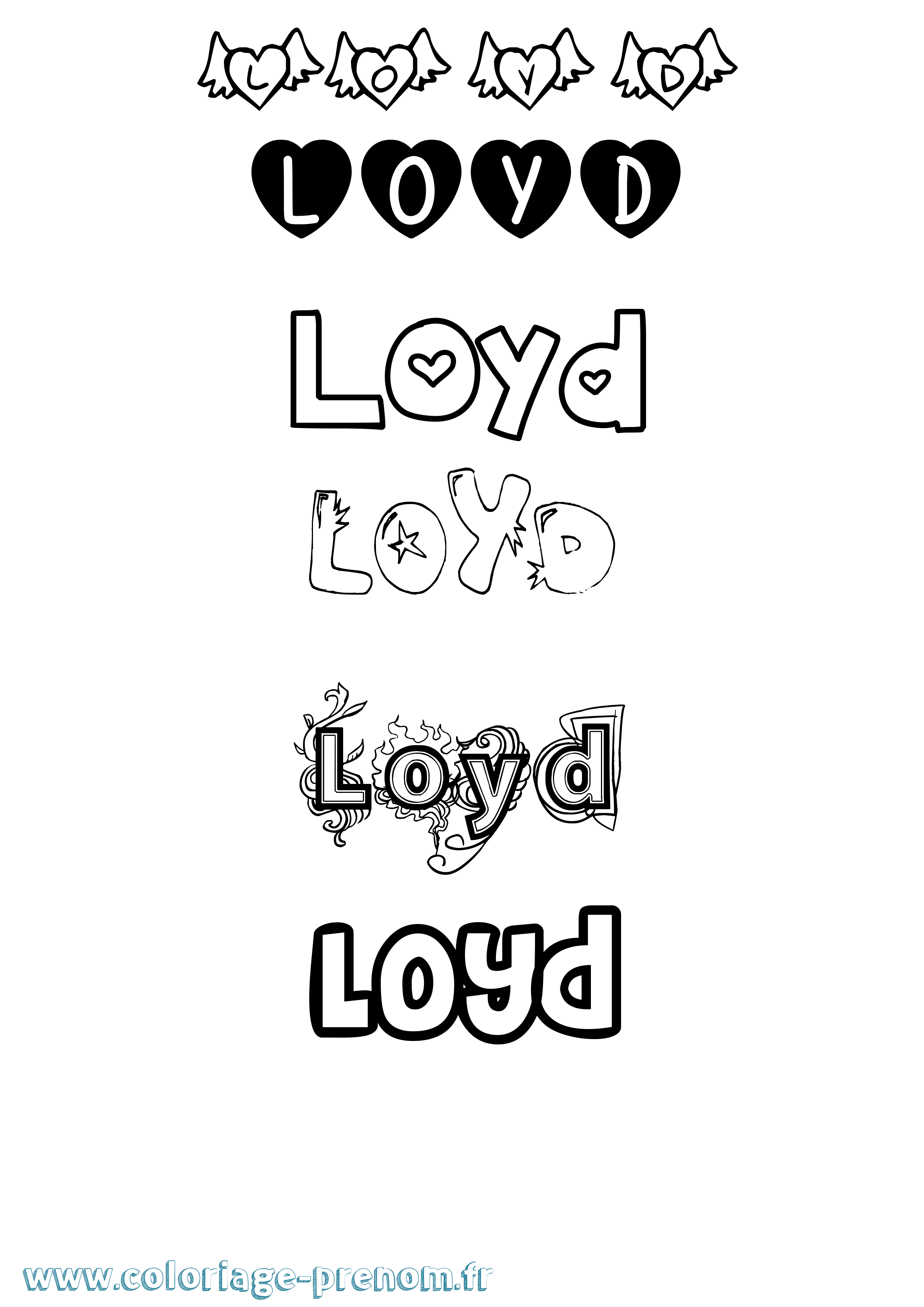 Coloriage Loyd Girly Coloriage prénom Loyd Girly