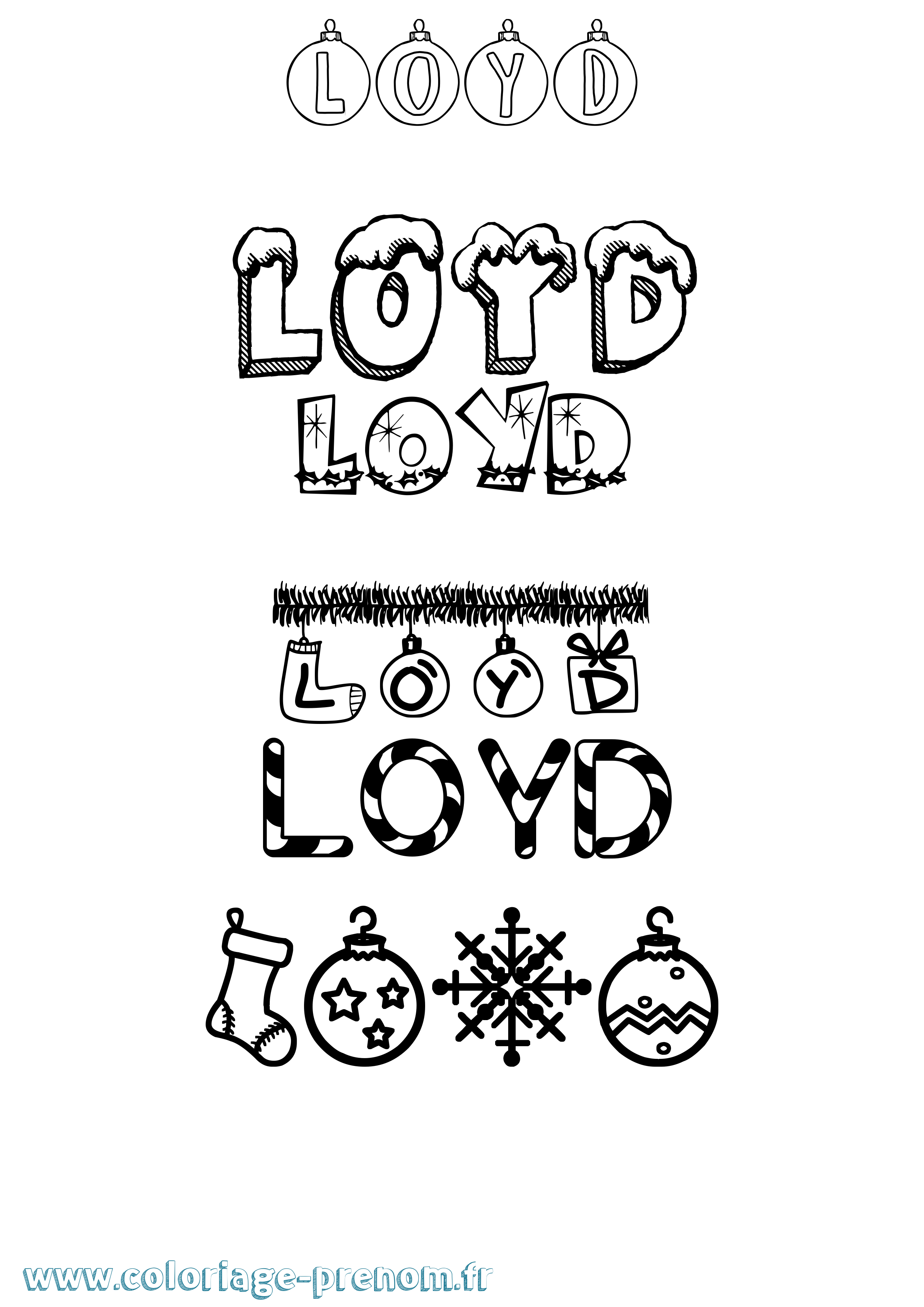 Coloriage Loyd Noël Coloriage prénom Loyd Noël
