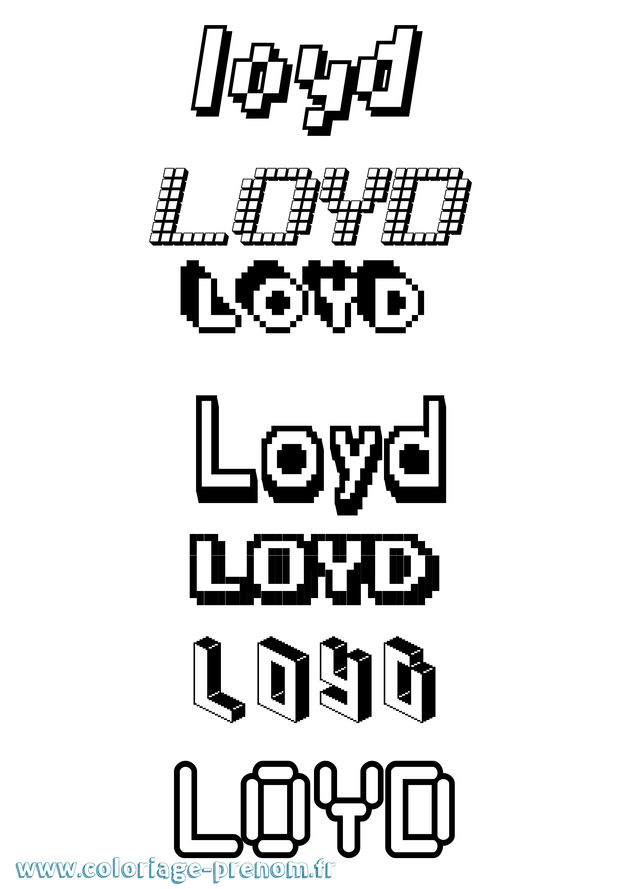 Coloriage prénom Loyd Pixel