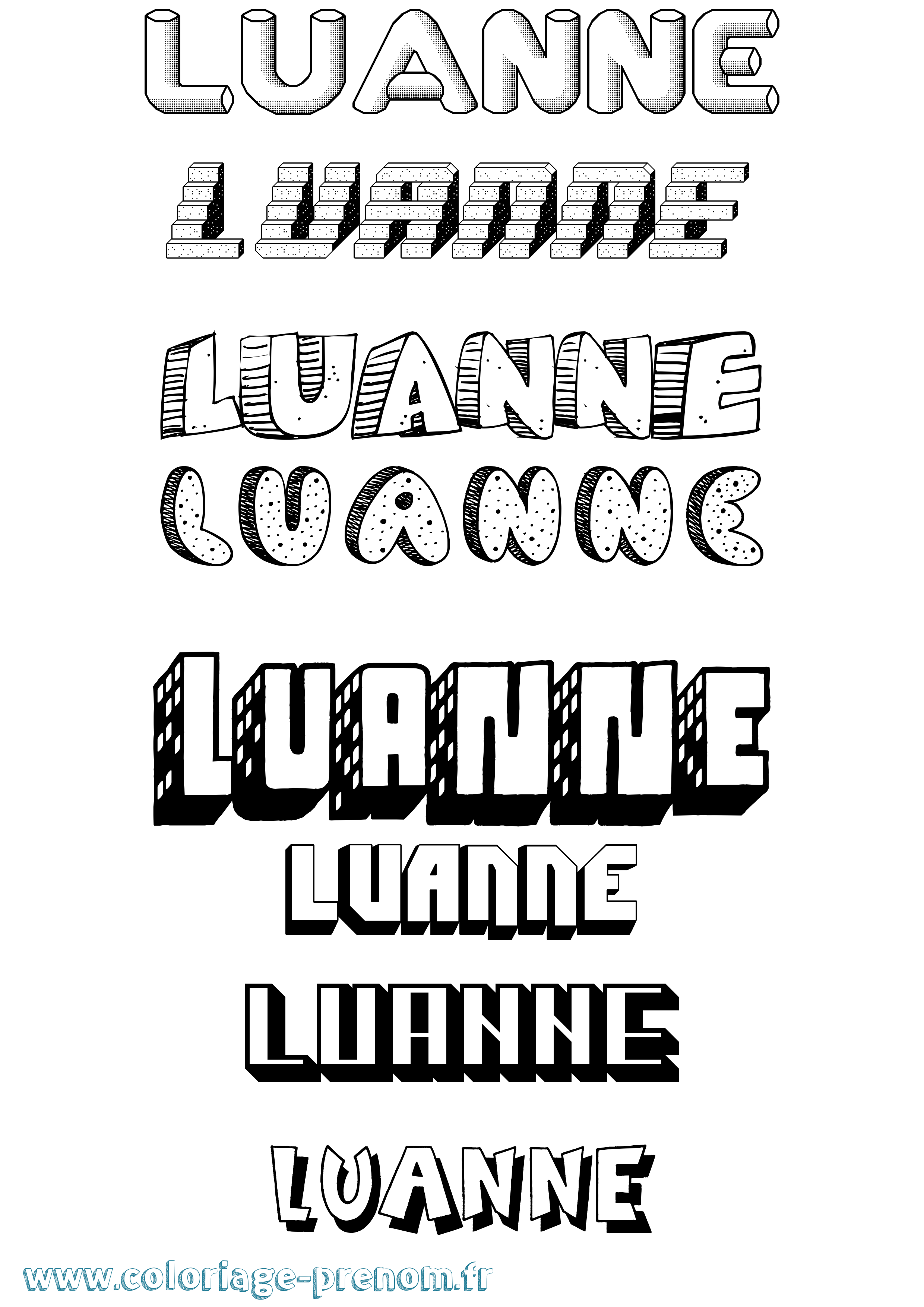 Coloriage prénom Luanne Effet 3D